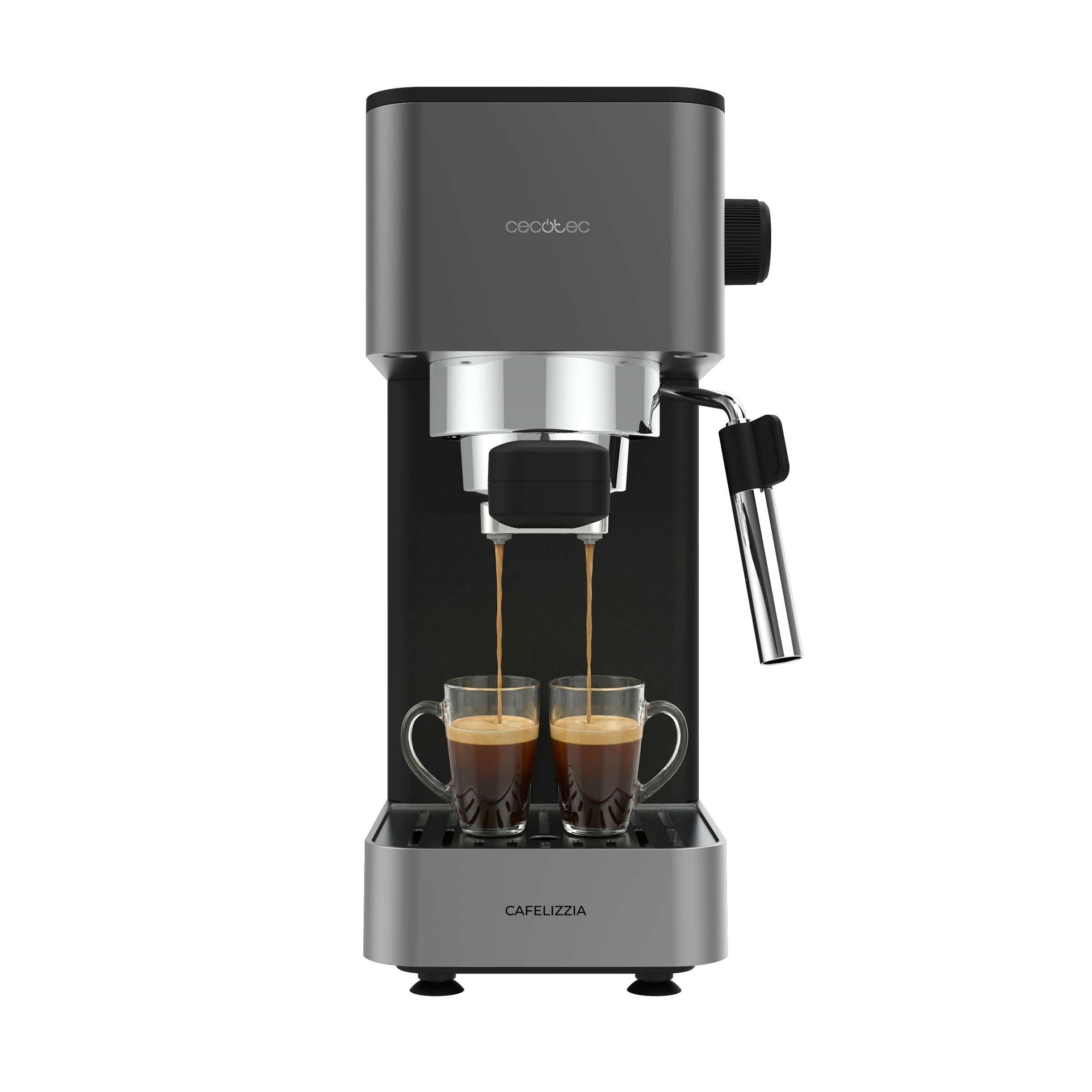 Cecotec Cafetera Express Manual Cafelizzia 690 Grey. 1230-1465W, Bomba 20 Bares, 1 o 2 Tazas, Vap