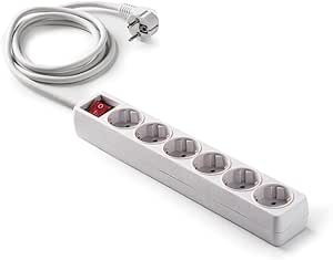 Famatel - Regleta ecosockets 6 Tomas Enchufes con Interruptor de Encendido 5 Metros hasta