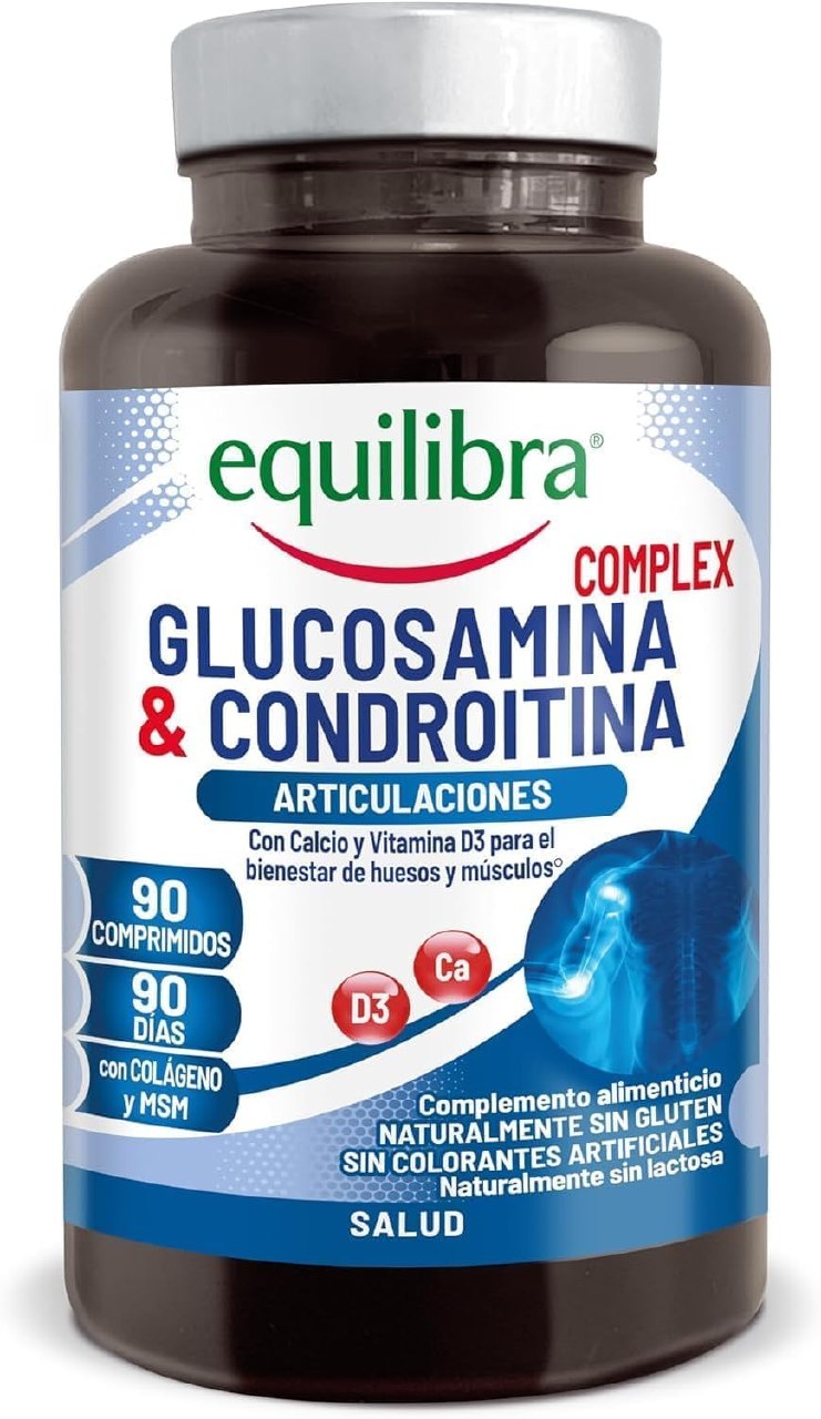 Equilibra, Suplemento de Glucosamina y Condroitina con MSM, Calcio, Zinc y Vitamina D3 para el ma