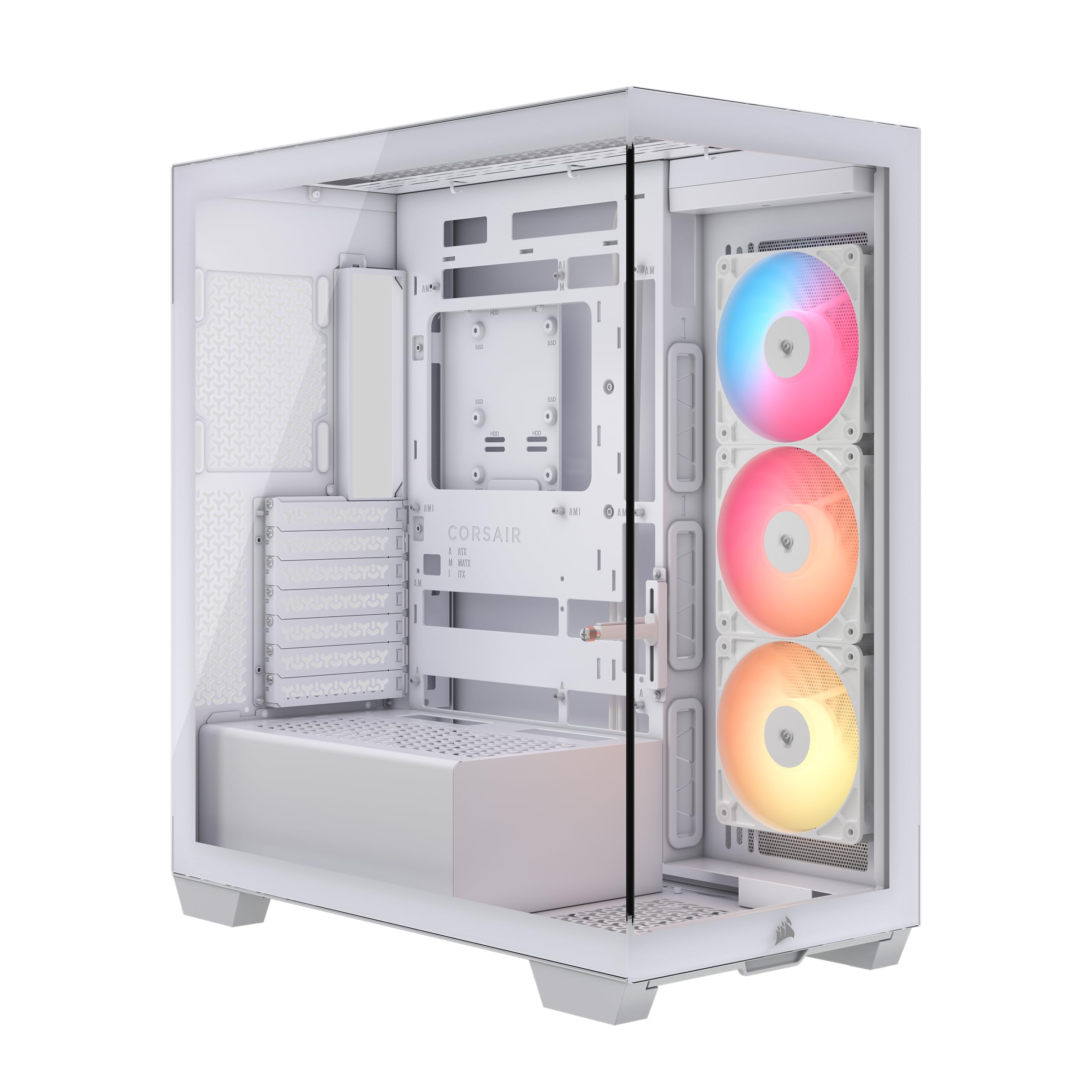 CORSAIR 3500X RS-R ARGB Caja de PC Semitorre con Panel de Cristal Panorámico – 3X RS120-R ARGB