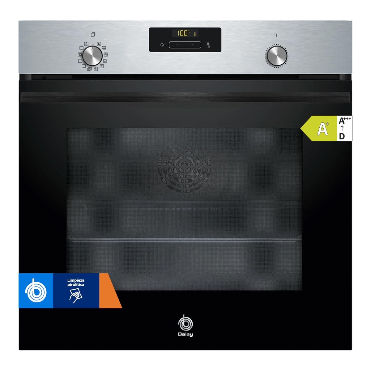 Balay - Horno multifunción, 60 cm, Pirólisis y Aqualisis, Control Comfort, 10 recetas, Cristal