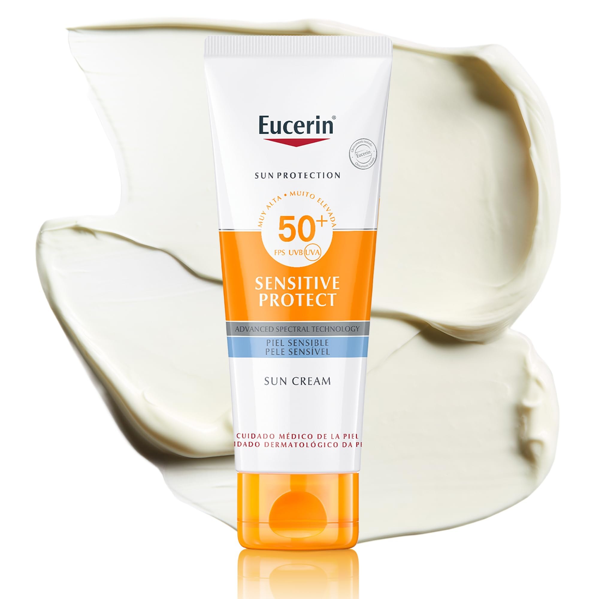 Eucerin Sun Face Sensitive Protect Cream FPS 50+ (50 ml), crema facial solar con filtros UVA/UVB
