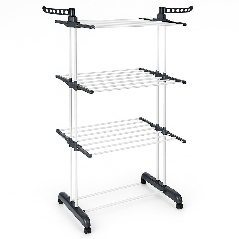 T-LOVENDO.ES Tendedero Vertical Plegable De Alta Capacidad de Ropa - 4 Niveles con Barras de Acer