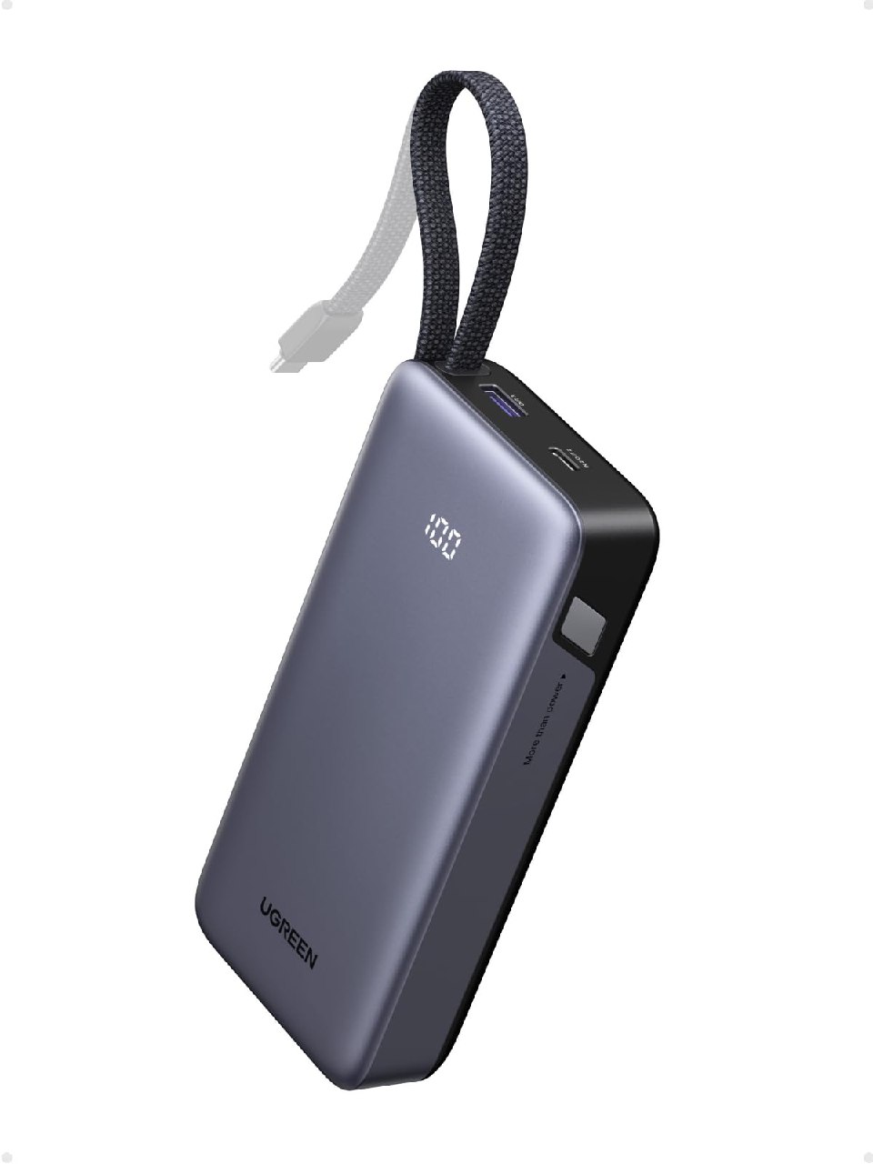 UGREEN Nexode 55W Power Bank 20000mAh CCC Batería Externa Carga Rápida Cable USB C Integrado PD