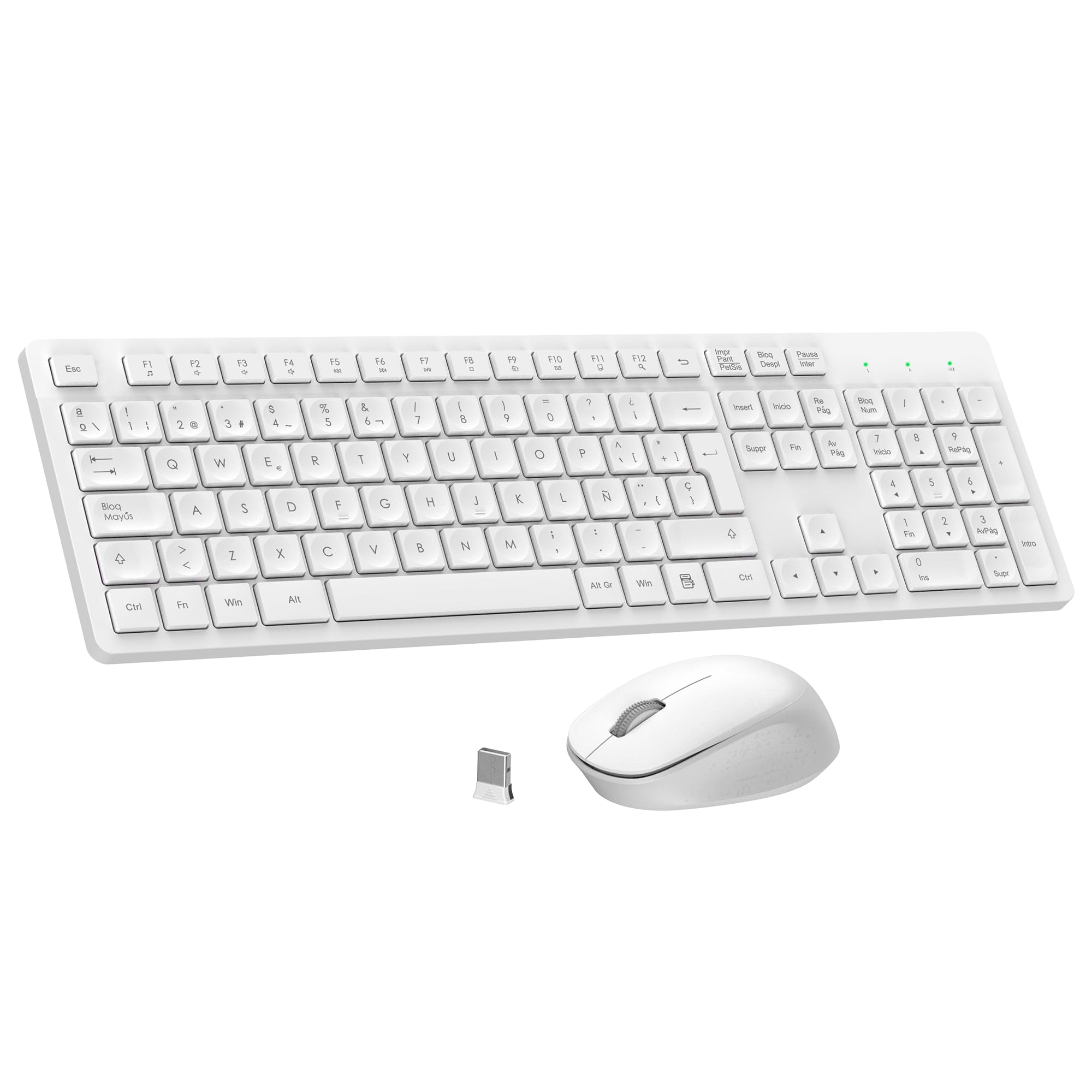 LeadsaiL Teclado y Raton Inalámbrico, Teclado y Raton Inalambrico Ergonómico, Español QWERTY
