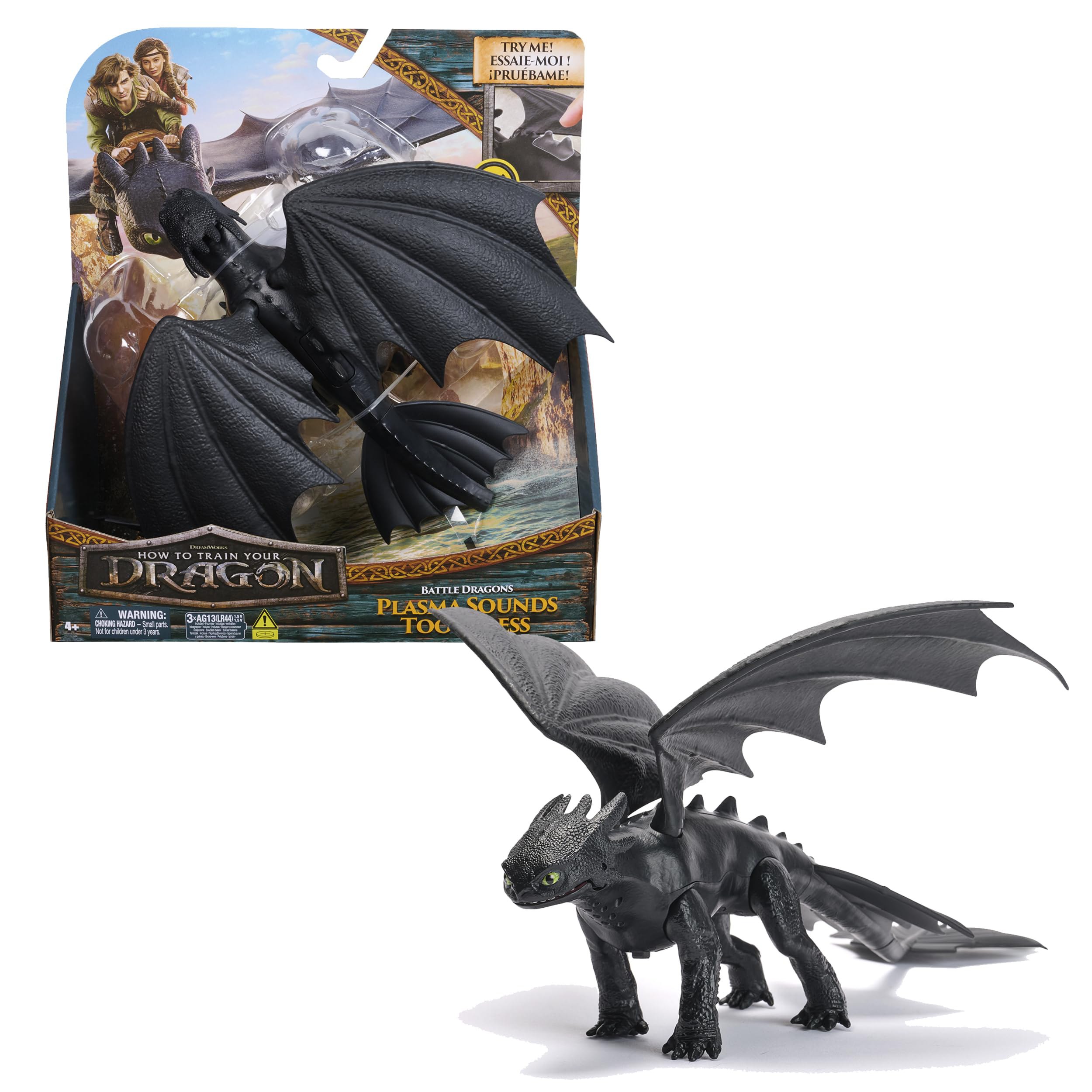 Dreamworks Dragons - Figura Dragón Desdentao de Batalla de Cómo Entrenar a tu Dragón con Sonid
