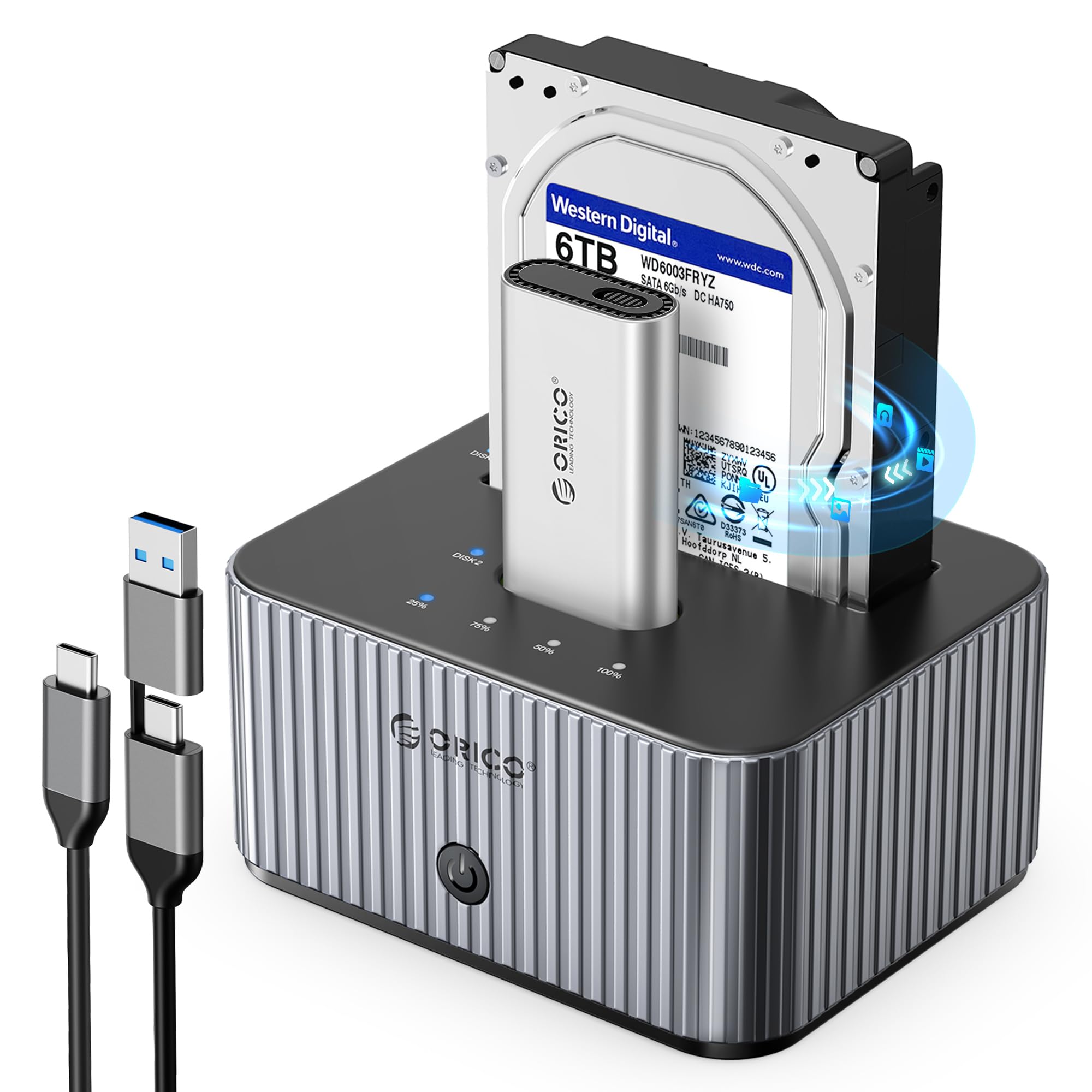 ORICO M.2 NVMe y estación de Acoplamiento HDD de 2,5/3,5 Pulgadas con clonación sin conexión