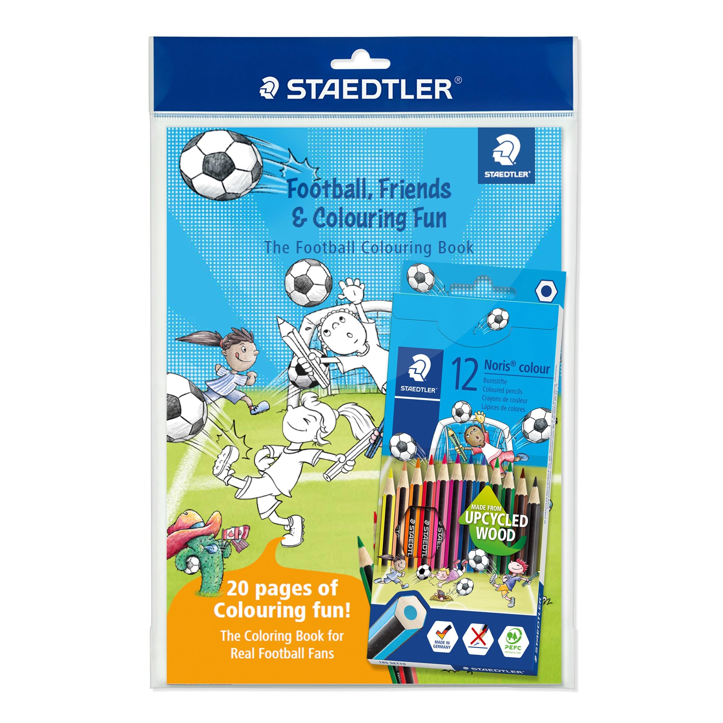 STAEDTLER Noris colour 185: set de lápices de colores para libro de colorear de fútbol con 12 c