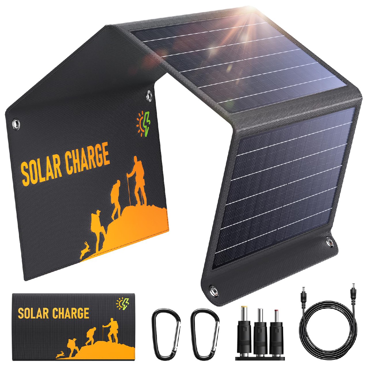 WASTDE Panel Solar 30W, Cargador Solar Portátil (USB-C/USB/DC) 18V/3.6A de Carga Rápida, Compat