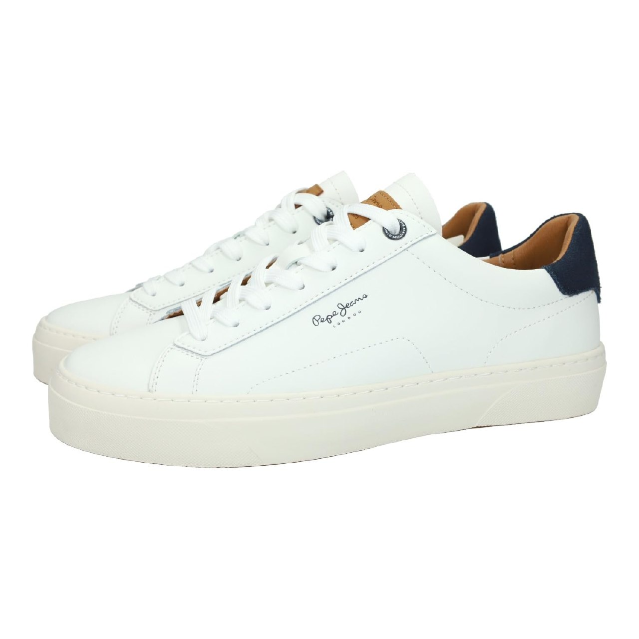 Pepe Jeans PMS30930 Zapatillas para Hombres, en Color Blanco, cómodas, Cordones y Piso Cosido de