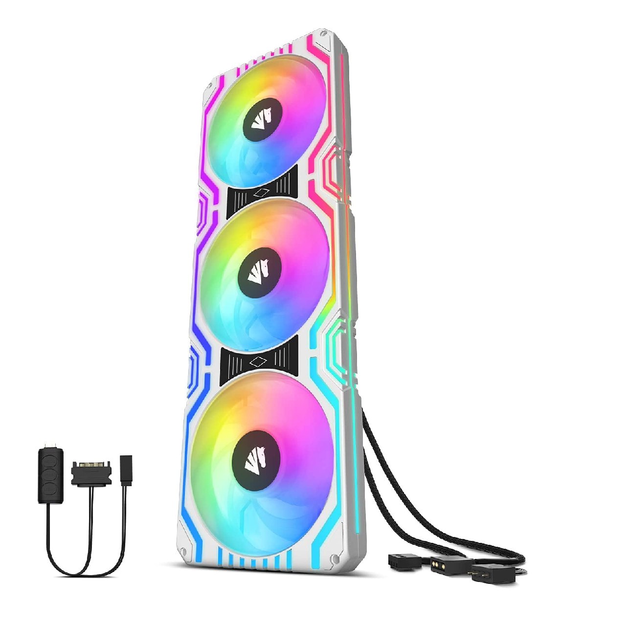 Asiahorse Matrix - 58 LED RGB Direccionables, Ventilador Todo En Uno De 360 ??Mm Con Marco Cuadra