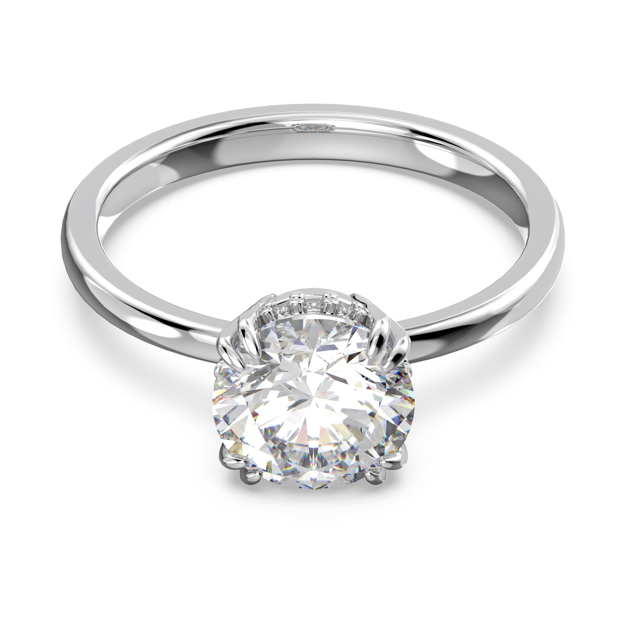 Swarovski Anillo de cóctel Constella, Talla redonda, Blanco, Baño de rodio