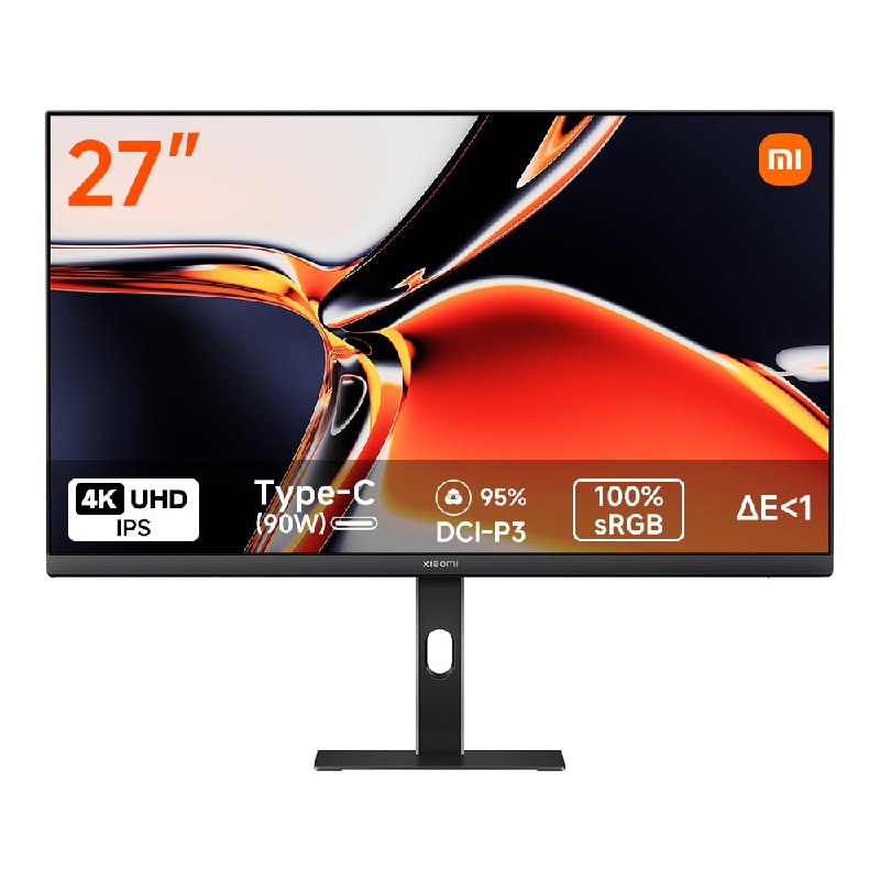 XIAOMI A27Ui Monitor UHD 4K de 27 Pulgadas, IPS, HDR10, 100% sRGB, 95% DCI-P3, Carga Inversa de 9