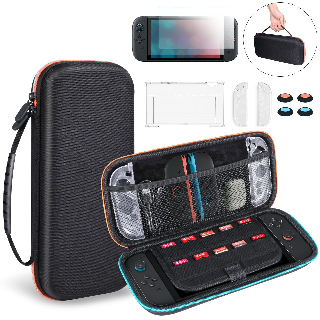 LONGYI Funda de Gran Capacidad para Switch 2, Funda Protectora Dura a Prueba de Golpes y Resisten