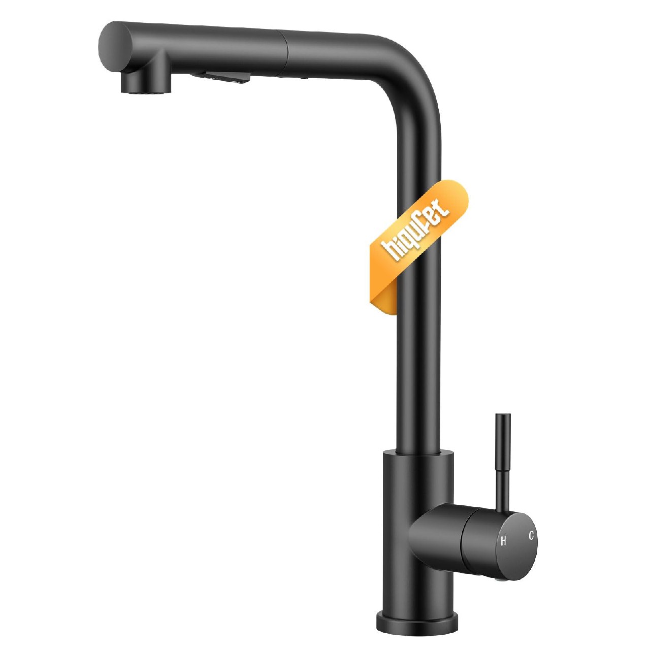 Hiqufet Grifo de Cocina con Arco Alto y Brazo Extraíble, 2 Modos de Pulverización Giratorio 360