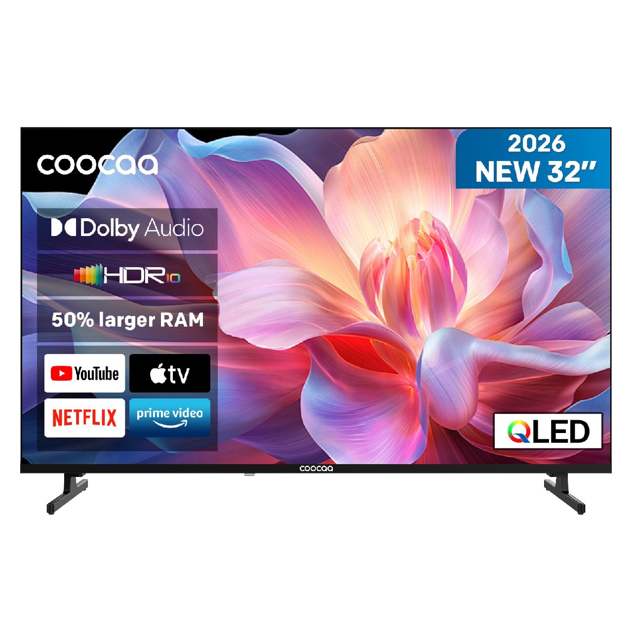 Coocaa Smart TV 32 Pulgadas (80 Cm), Televisor Qled LED Con Hdr10, Dolby Audio, Bluetooth 5.1, Dv