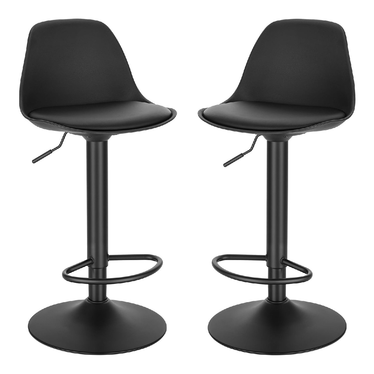 EUGAD Juego de 2X Taburete de Bar Giratorio, con Altura Ajustable Entre 60,5 y 82 cm, Taburete de