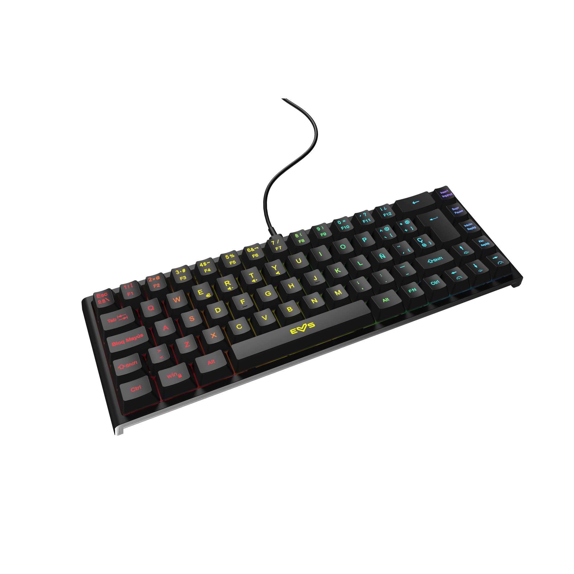 Energy Sistem Gaming Keyboard ESG K4 KOMPACT-RGB Teclado Gamer (69 Teclas, Luces RGB, Cable extra