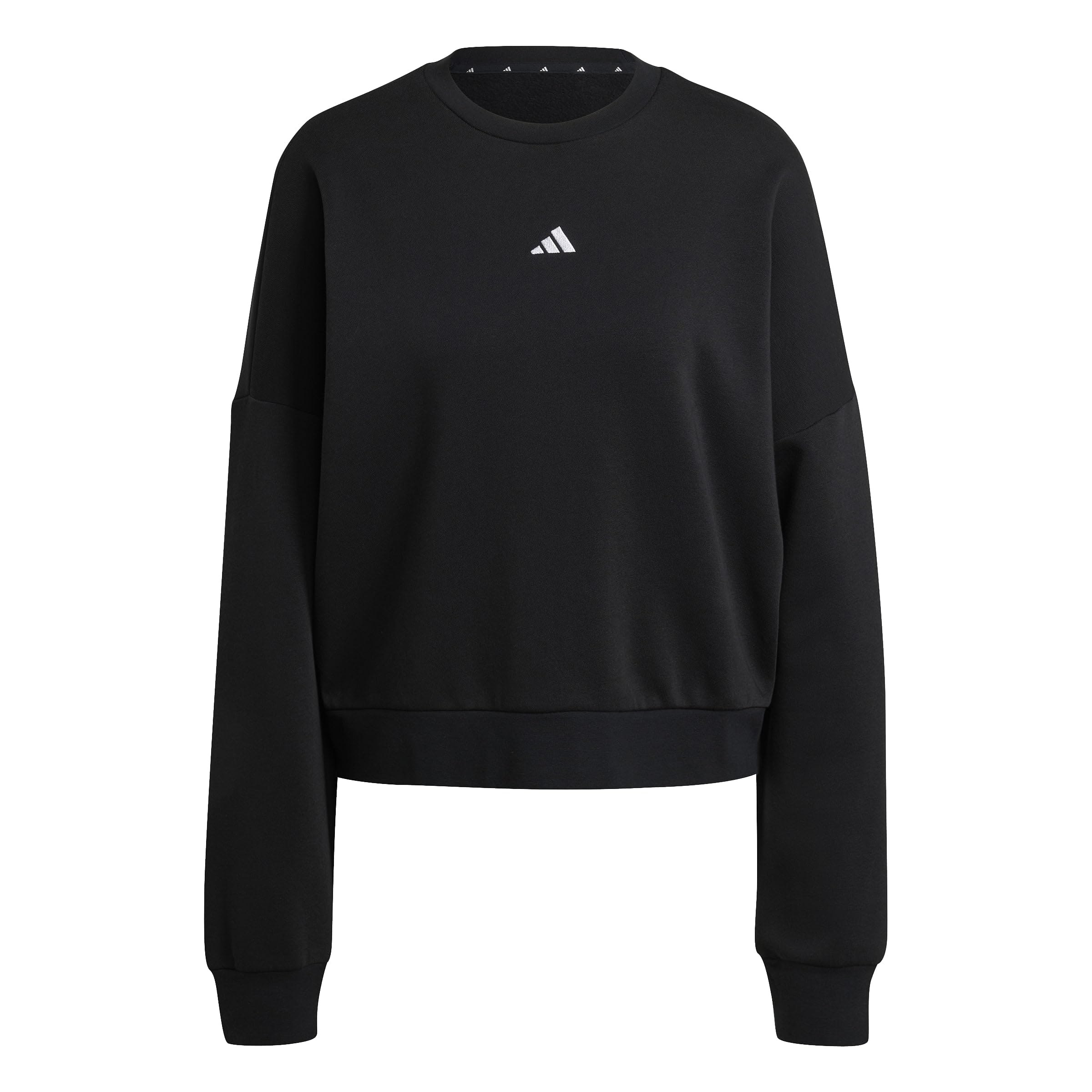 adidas Mujer Essentials Small Logo Feel Cozy Relaxed Fit Sweatshirt, Black, M