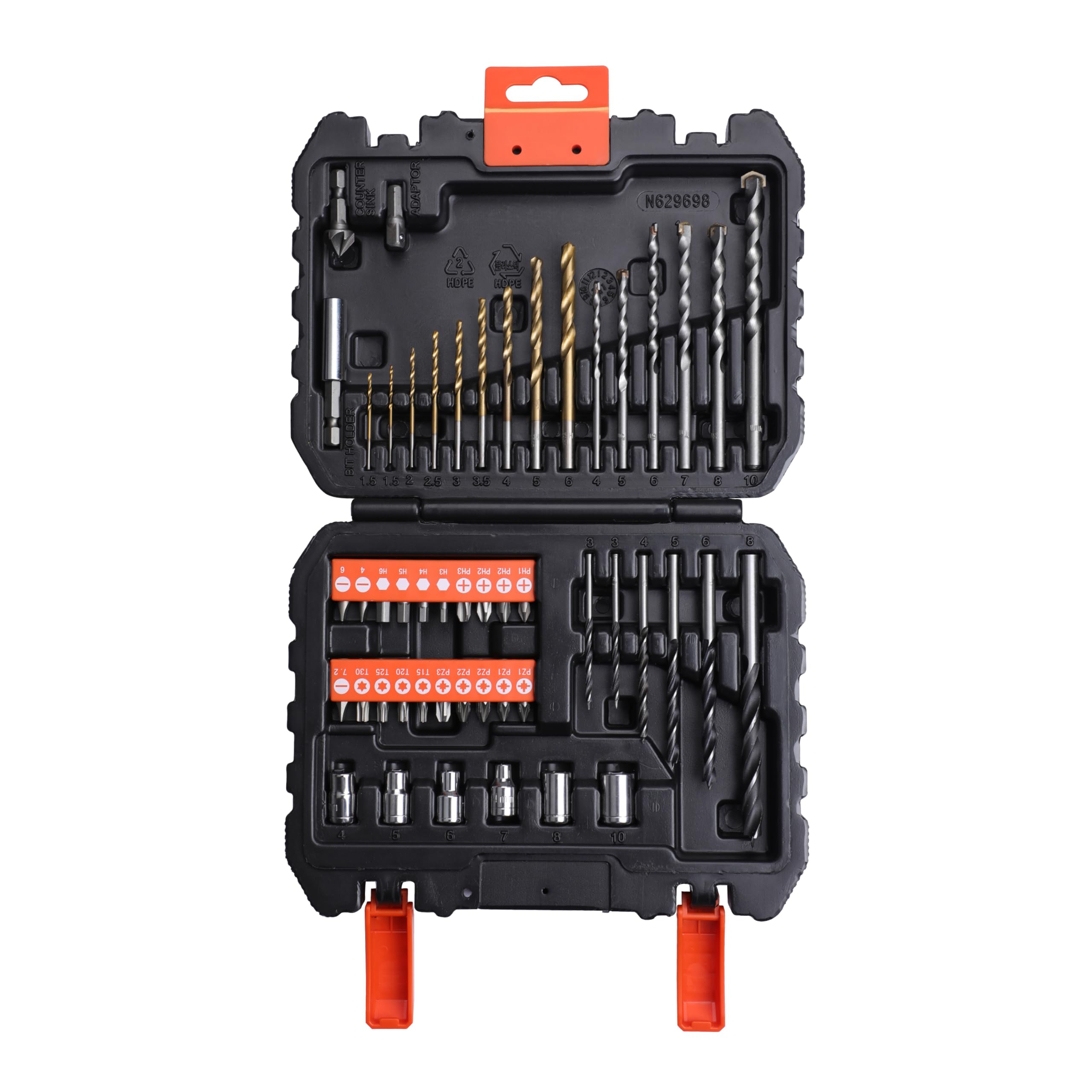 BLACK+DECKER Set de 50 Piezas para Atornillar y Taladrar: Brocas para Metal, Mampostería y Mader