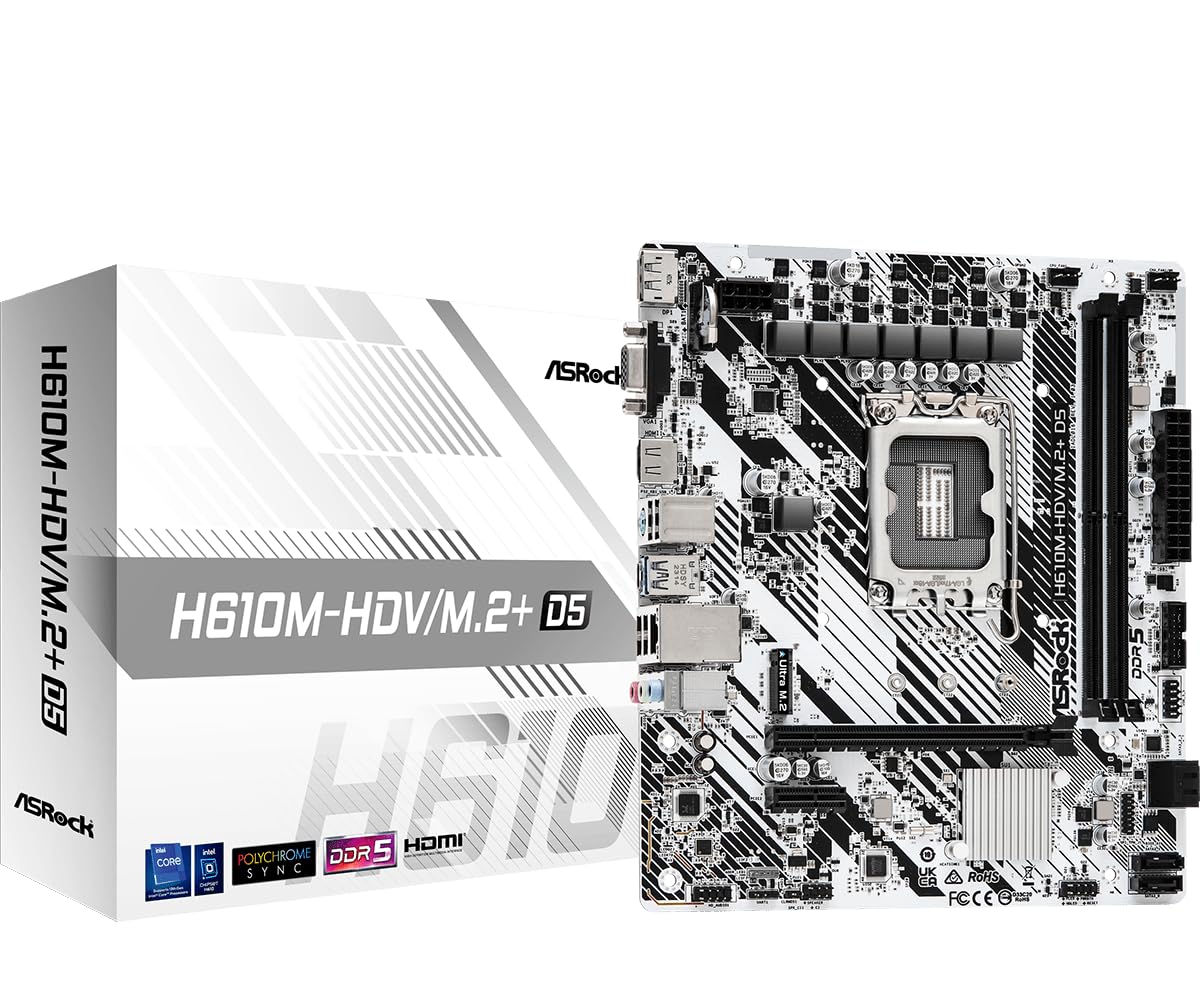 Carte Mère ASRock H610M-HDV/M.2+ DDR5 (Intel LGA 1700) Micro ATX