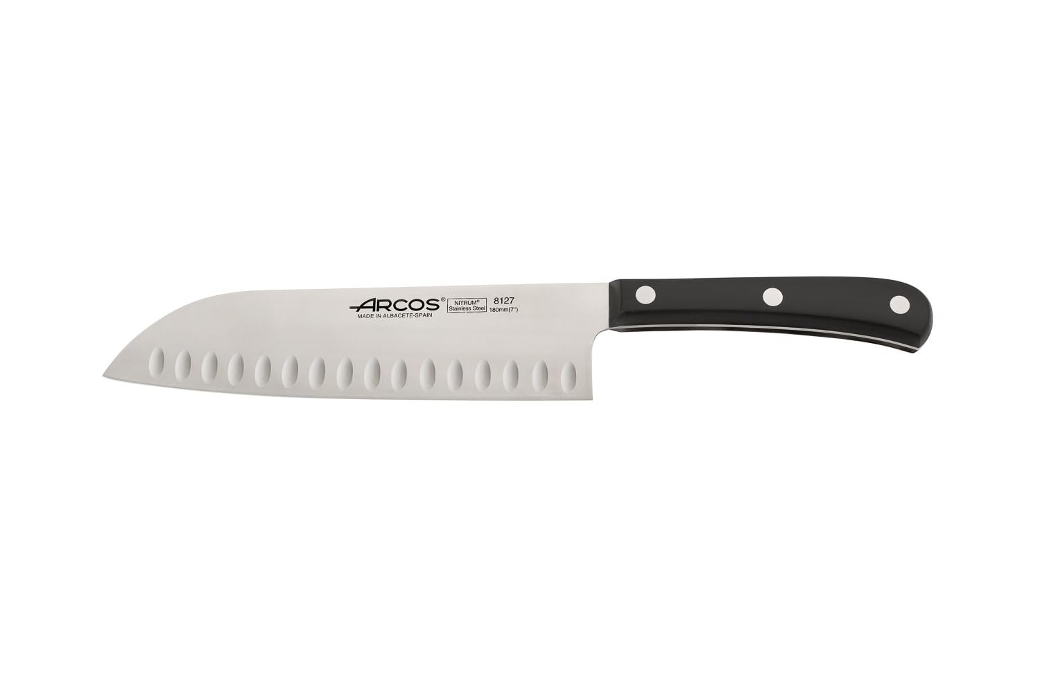 Arcos Cuchillo Santoku Acero Inoxidable Nitrum 180 mm - Hoja Resistente y Duradera, Mango Ergonó
