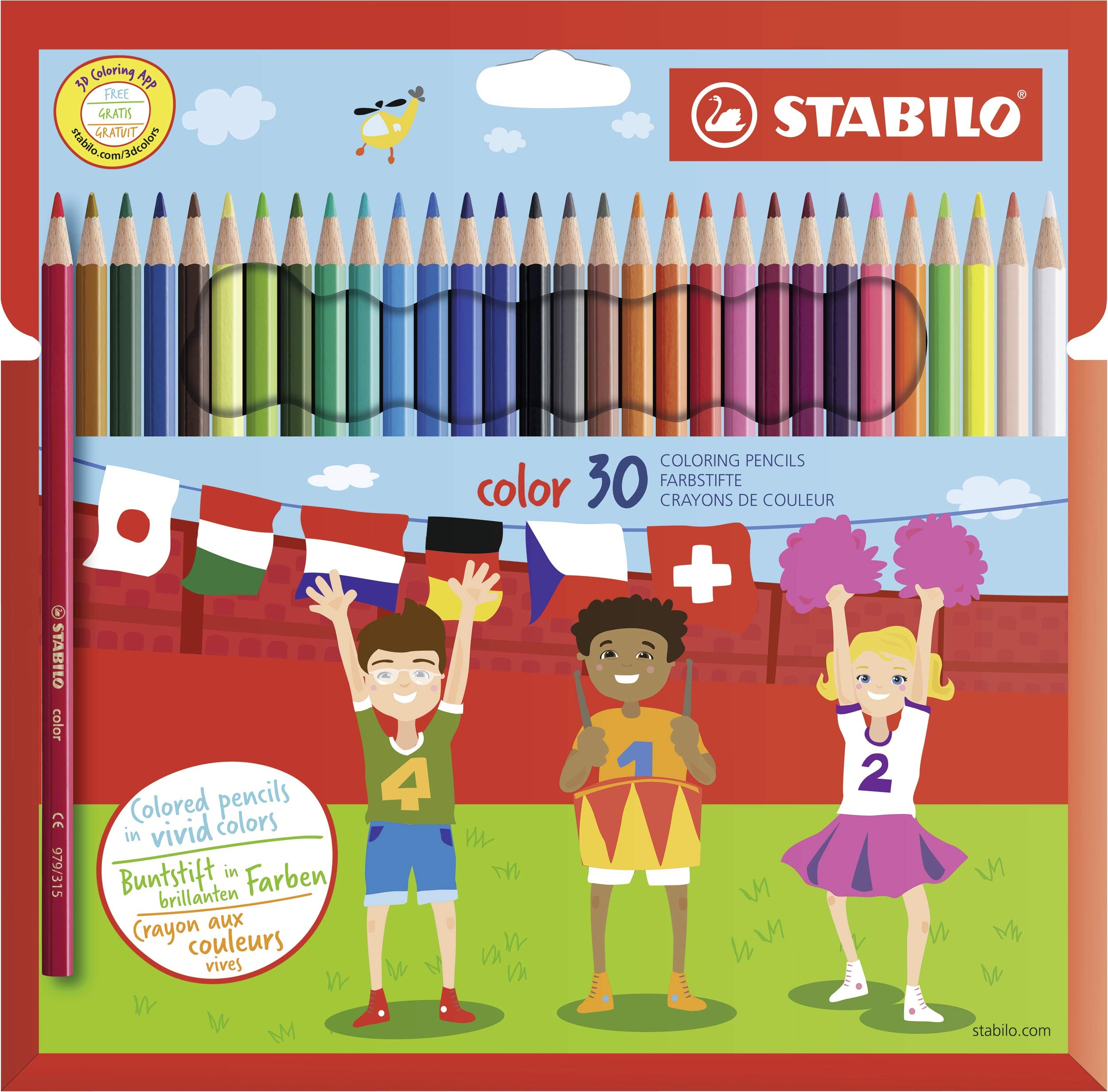 STABILO - Lápiz de color - color - Estuche con 30 colores - Con 4 colores neón