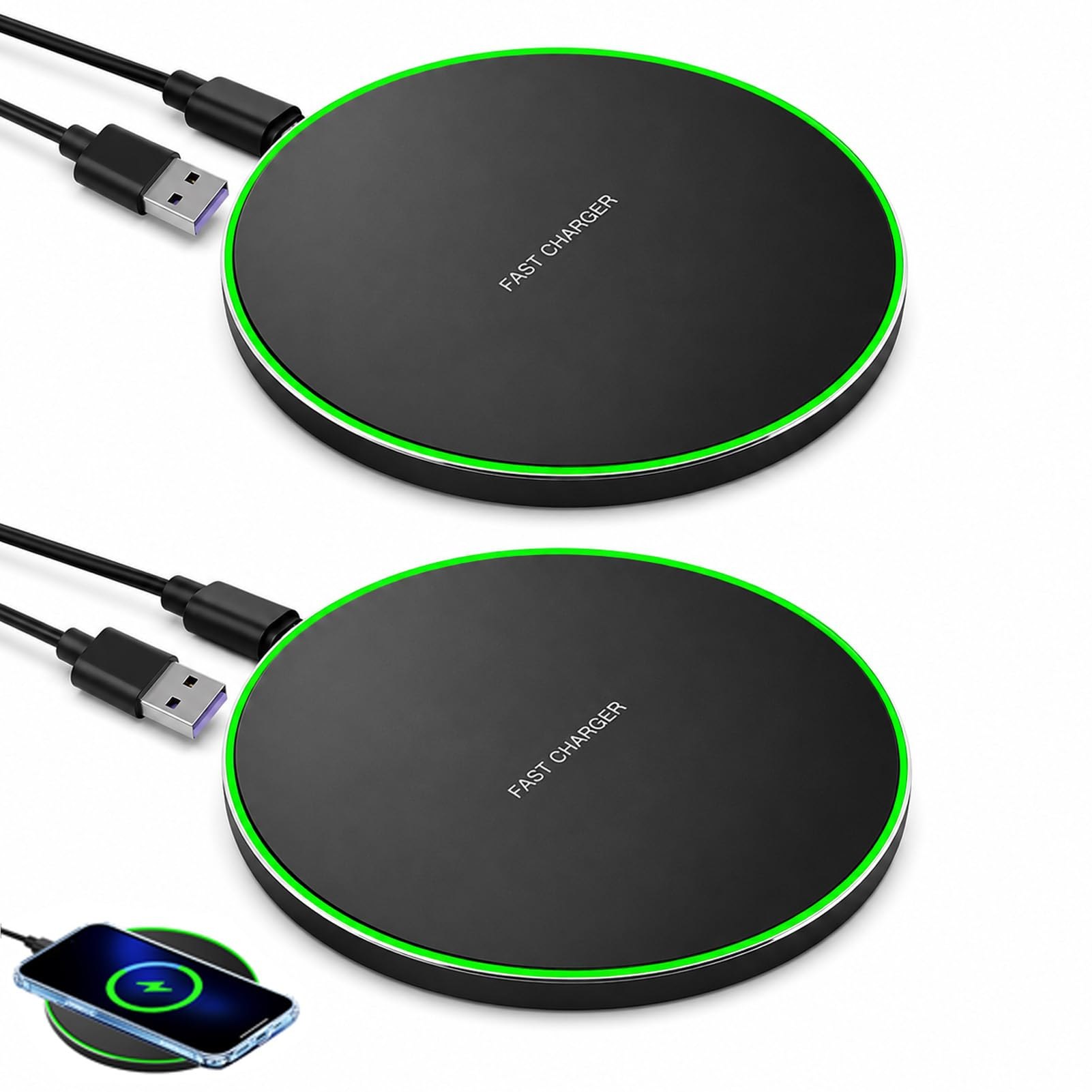 2 Piezas 35W Cargador Inalámbrico Rápido Carga Inalámbrica Qi para Galaxy S25 Ultra/S24+/S23 F