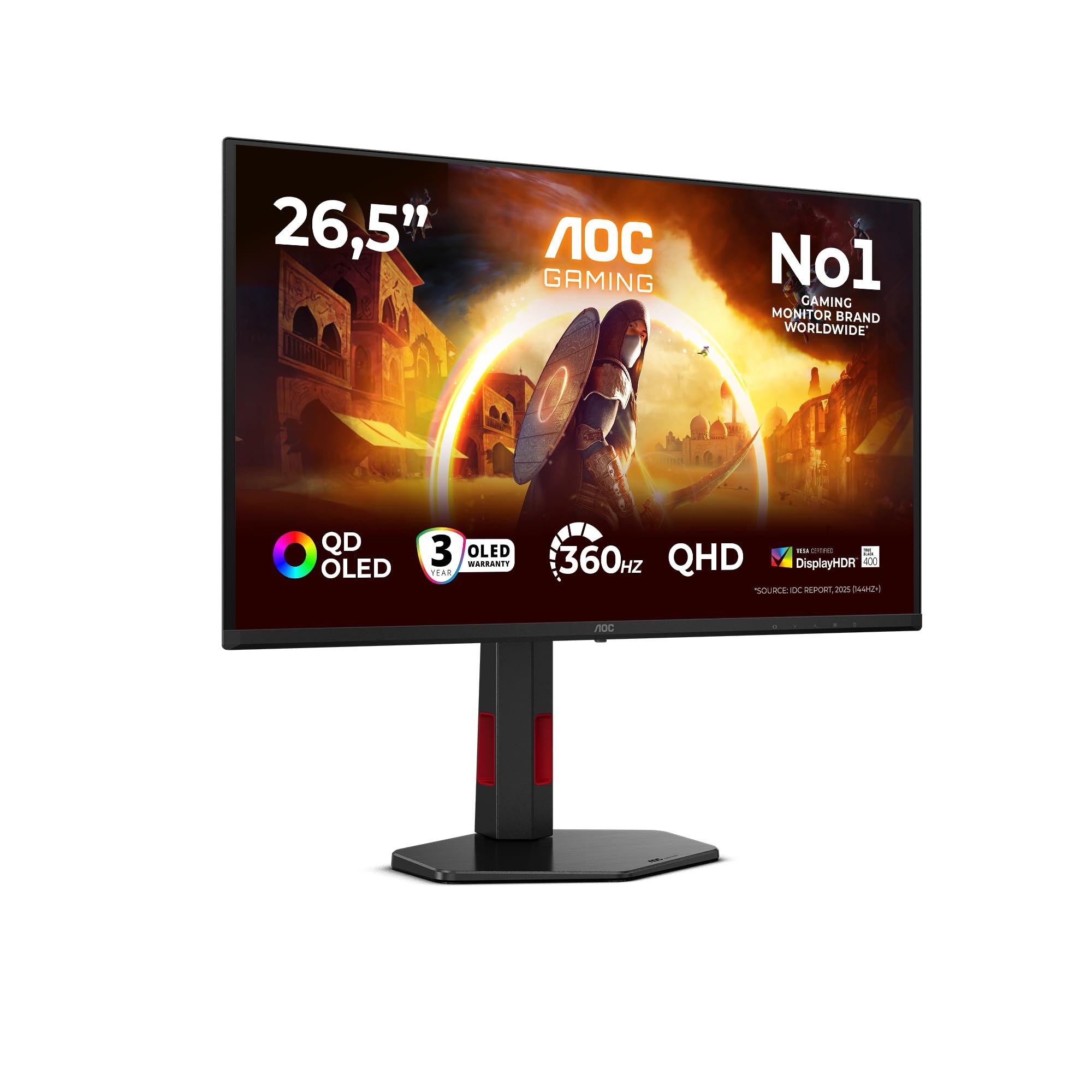 AOC Q27G4SDR Gaming Monitor 27 Pulgadas 360Hz Panel QD-OLED, 0.03ms GtG, HDR400 TrueBlack, G-Sync