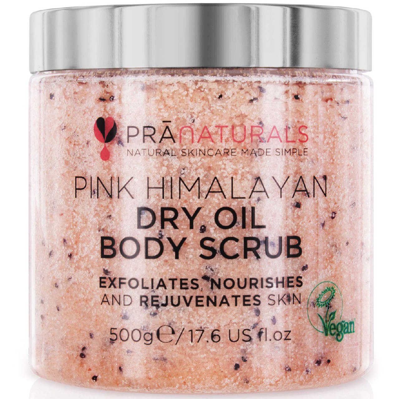Exfoliante corporal PraNaturals de Sal rosada del Himalaya 500g, rico en vitaminas y minerales nu