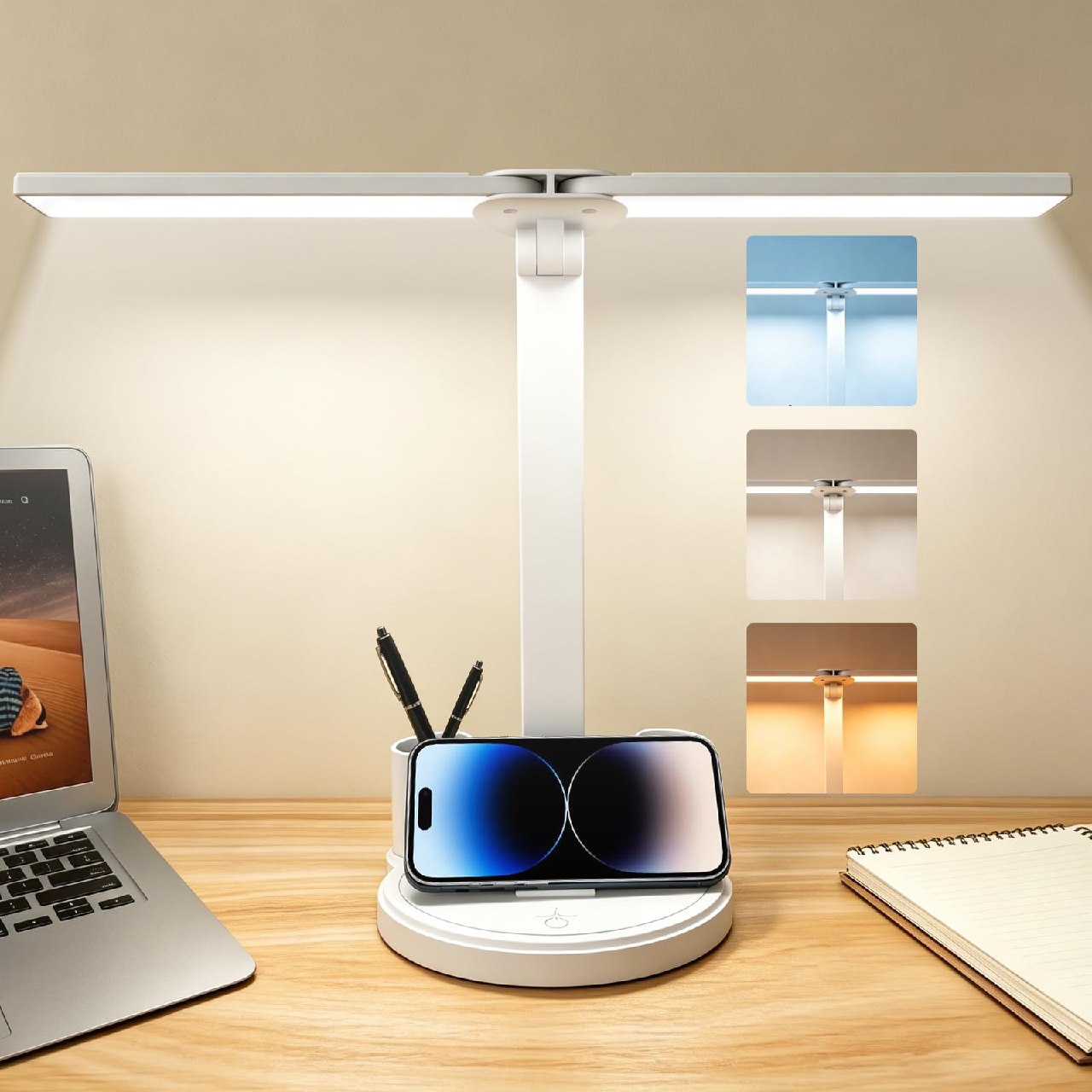 Zensun Lámpara de escritorio LED para el hogar, la oficina y el dormitorio, inalámbrica y recar