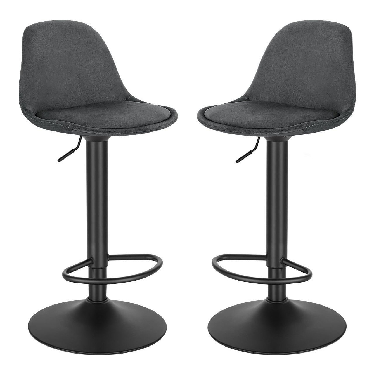 EUGAD Juego de 2X Taburete de Bar Giratorio, con Altura Ajustable Entre 60,5 y 82 cm, Taburete de