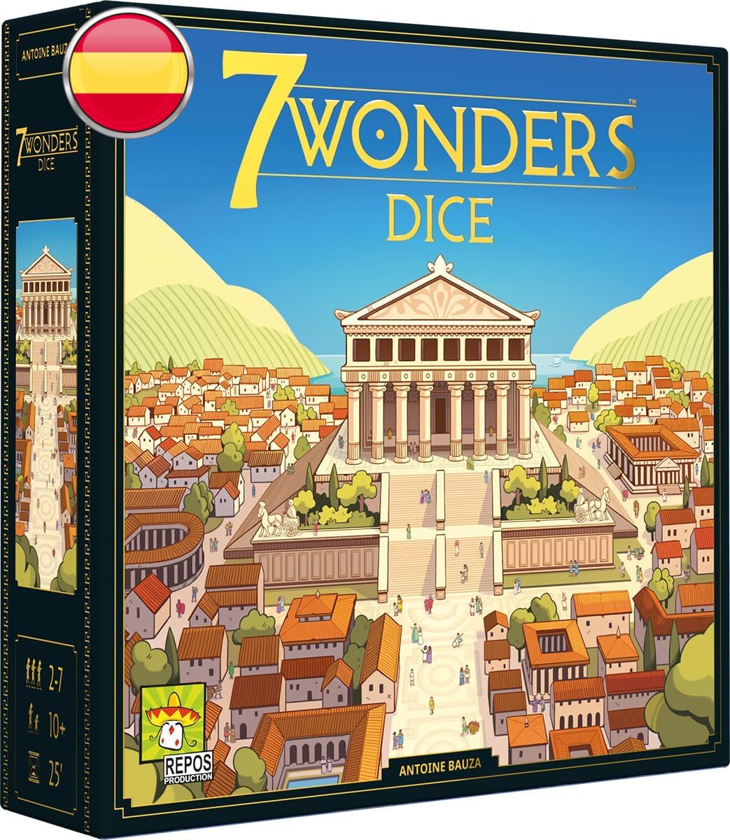 Asmodee 7 Wonders Dice, Juego de Mesa Roll & Write de Estrategia Rápida de Las Siete Maravillas