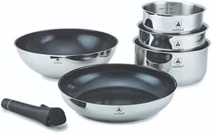 LAGUIOLE, juego de cocina de 6 piezas de acero inoxidable con revestimiento cerámico antiadheren
