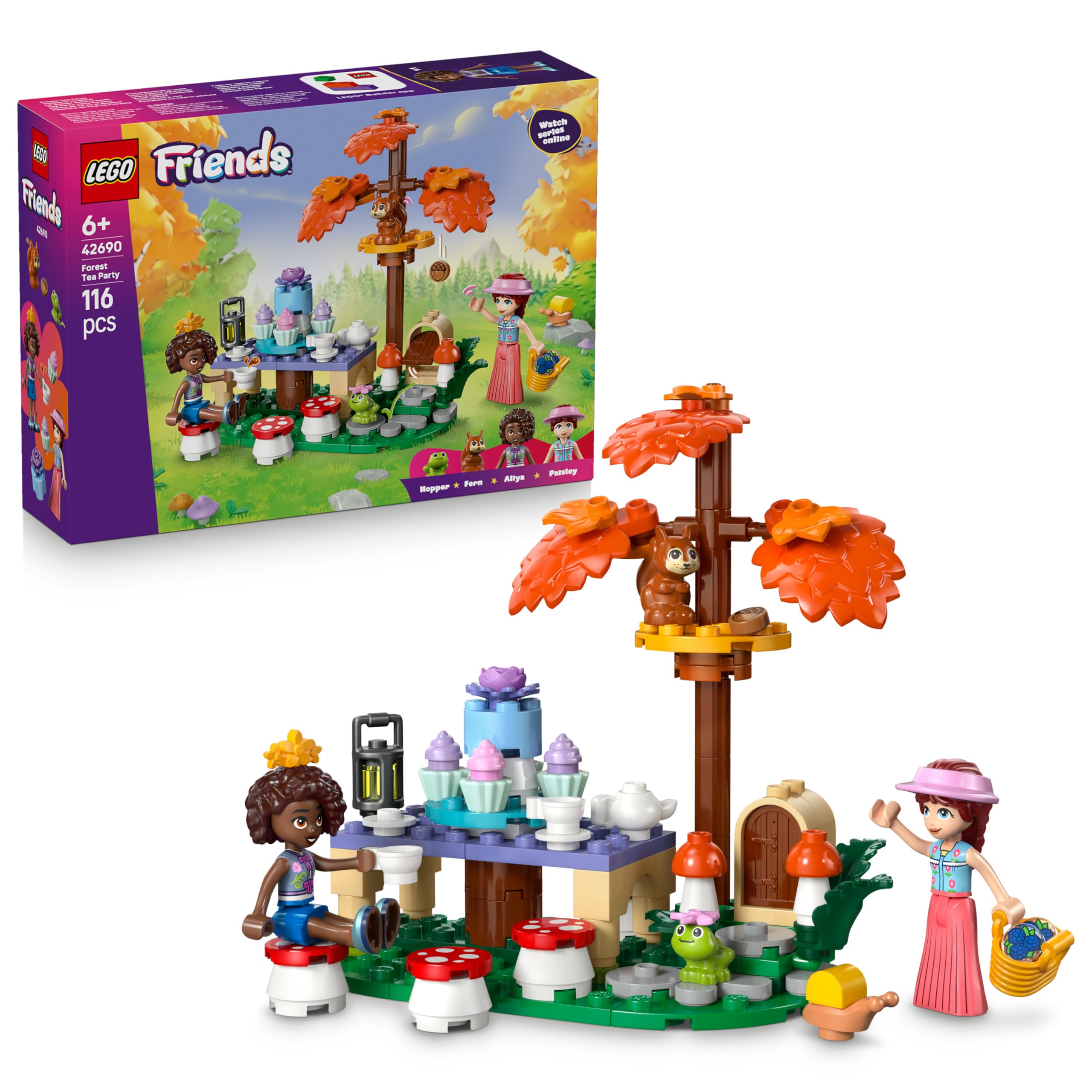 LEGO Friends Fiesta de Té en el Bosque – Juego de rol con 2 Mini Muñecas, 3 Figuras de Animal