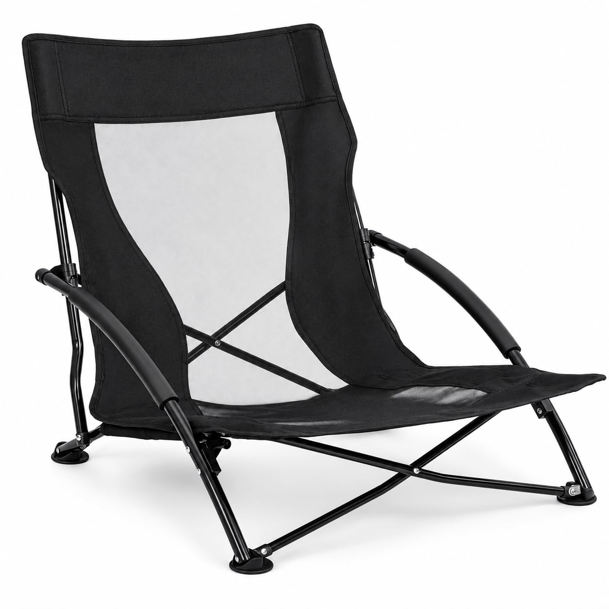 T-LOVENDO.ES Silla Plegable Baja de Playa y Camping/Portátil y Compacta/Respaldo Transpirable/Re