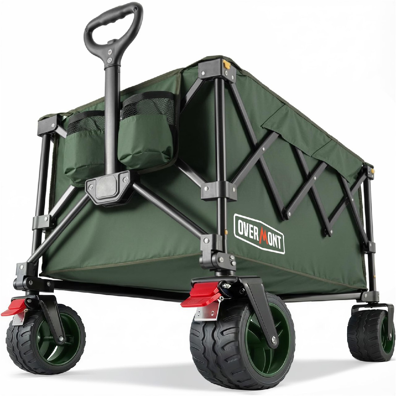 Overmont Carro Playa Plegable con Ruedas - Carrito de Jardín Todo 150L 150 kg con Todo-Terreno D