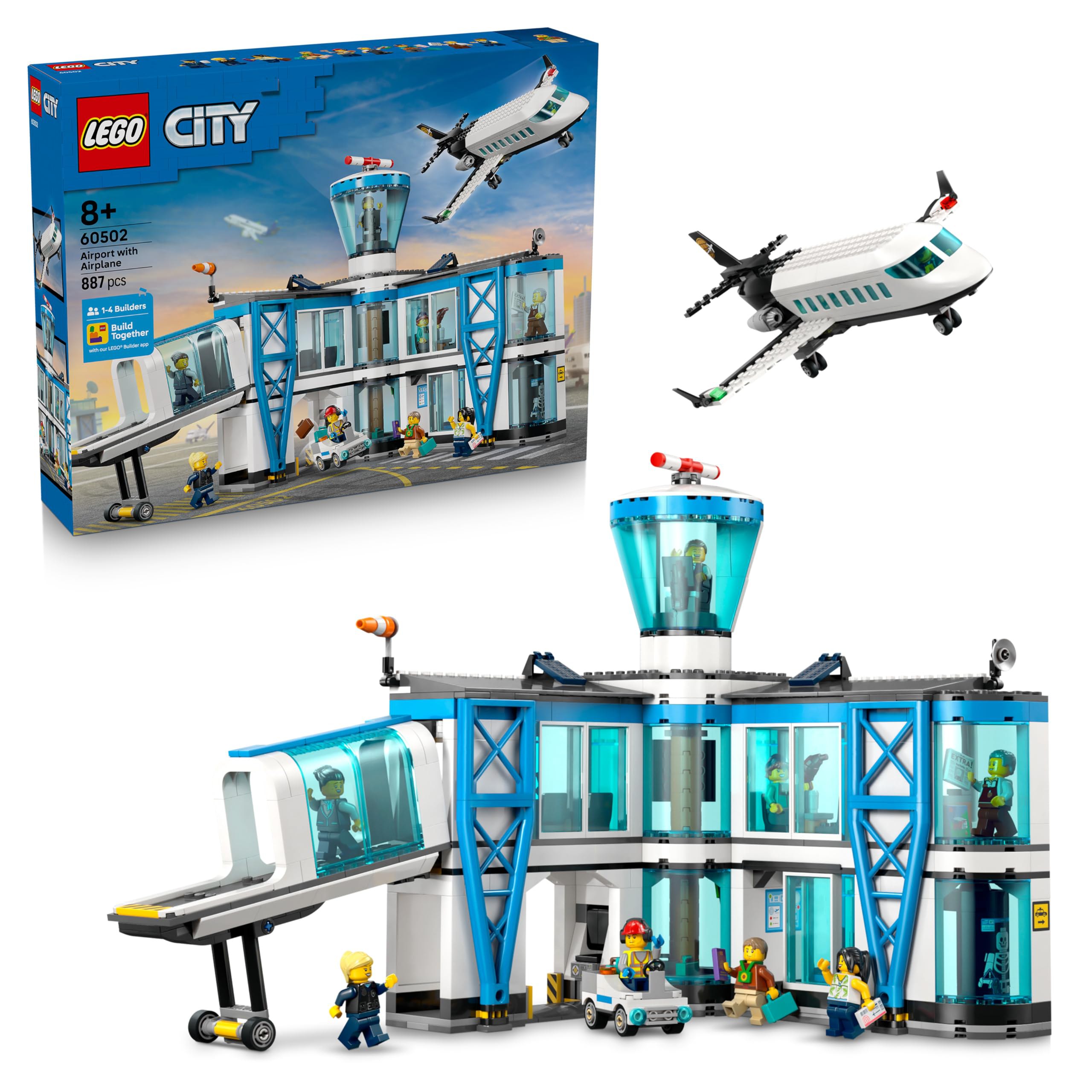 LEGO Aeropuerto con Avión de Juguete - Kit de Maquetas con Avión, Terminal, Remolcador, Pasarel