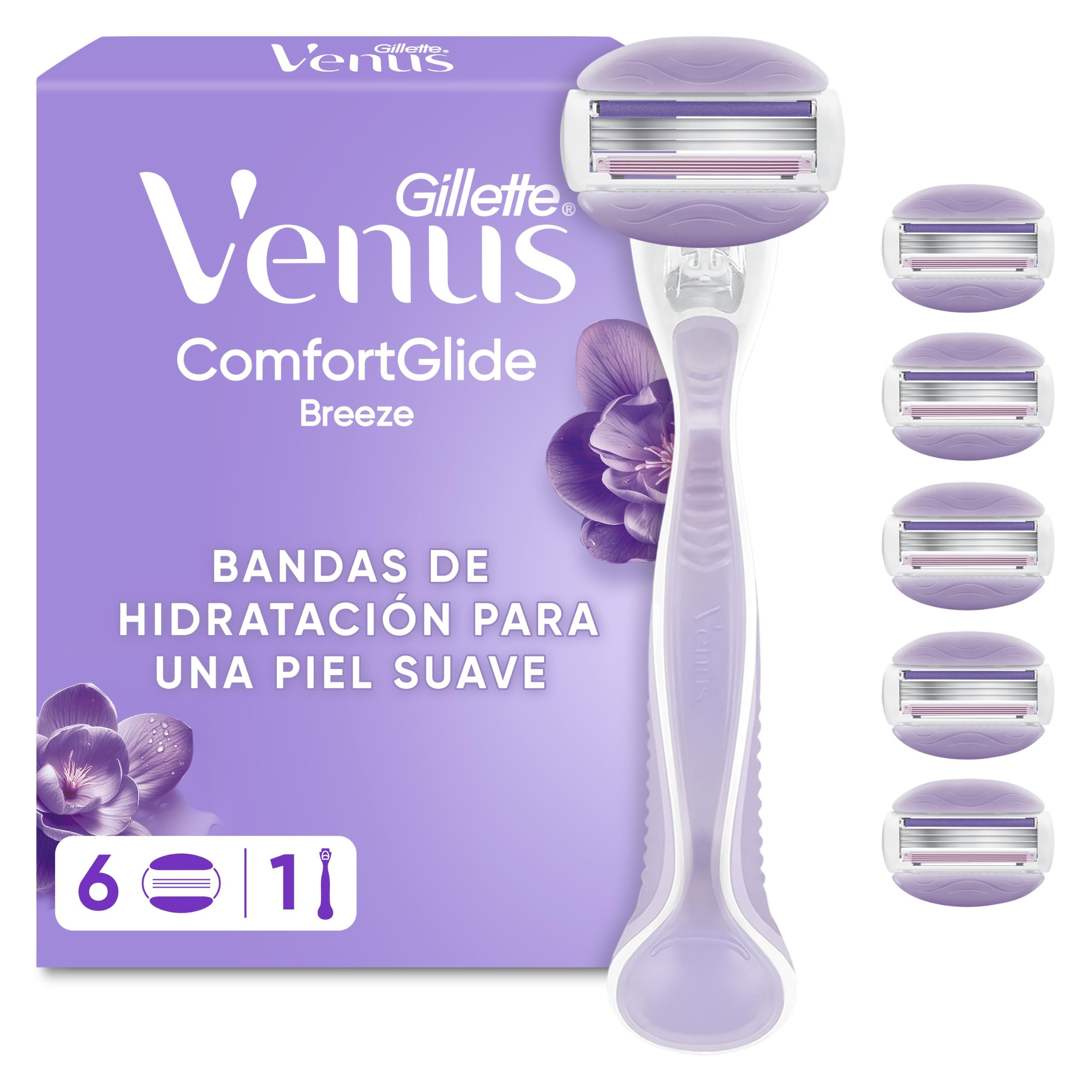 Gillette Venus ComfortGlide Breeze Máquinilla de Afeitar Mujer, 6 Recambios
