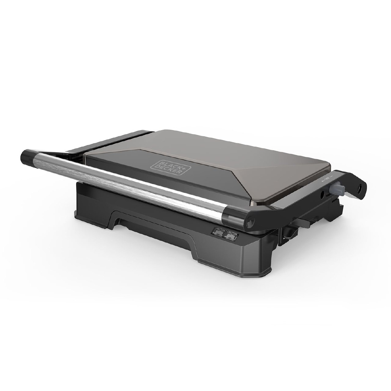 BLACK+DECKER - Parrilla Grill 1000W, Apertura 180°, Antiadherente, Plancha