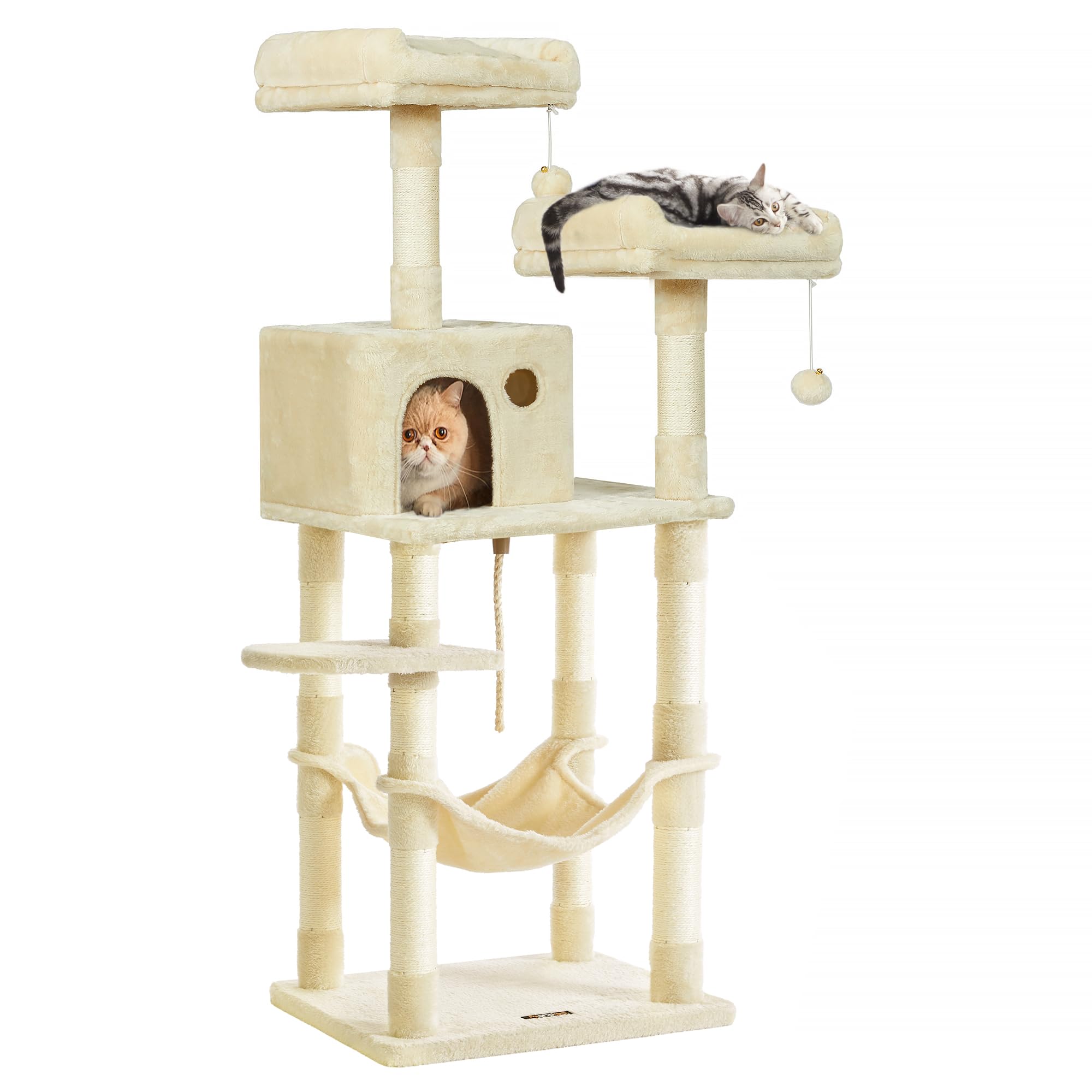 Feandrea Árbol para Gatos de Altura 143 cm, Torre para Gatos, con 11 Postes Rascadores, 2 Plataf