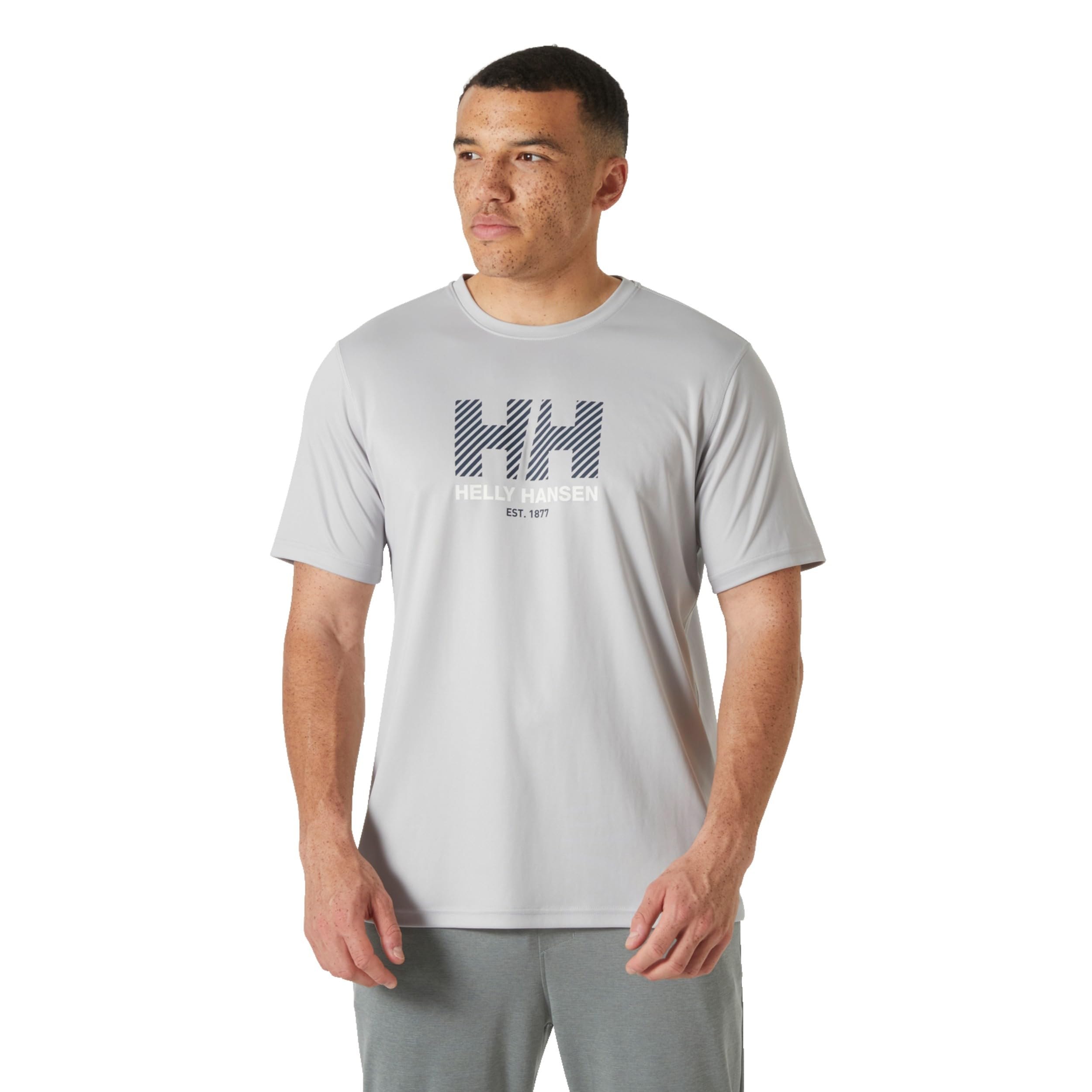 Helly Hansen Hombres Camiseta HH Tech con gráfico 2.0, Gris Niebla, 2XL