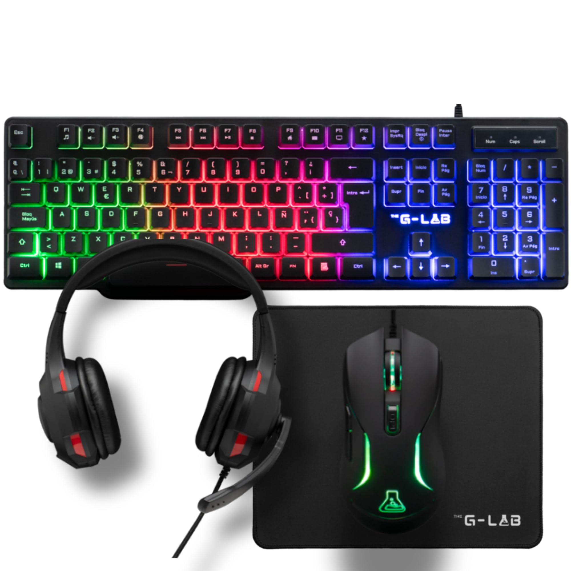 The G-Lab Combo Sulfur - Pack Gaming 4 en 1 Teclado Ratón Cascos