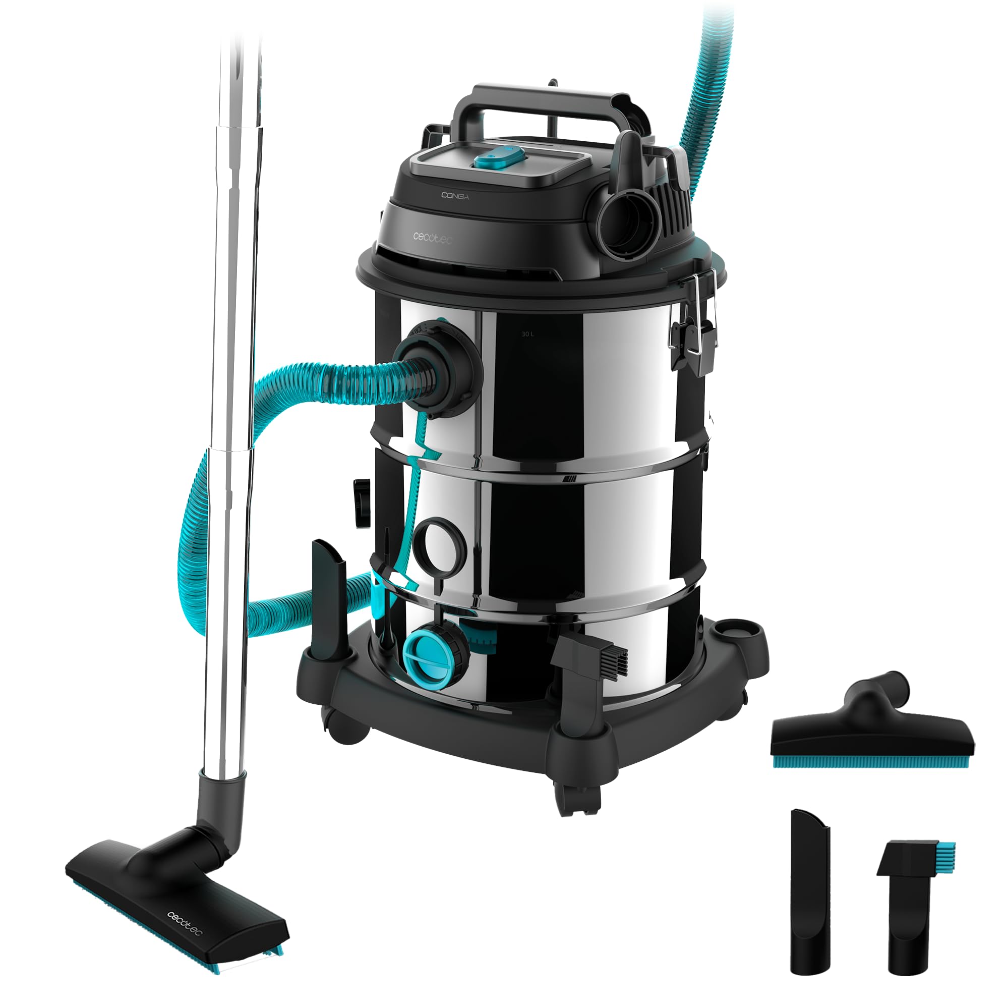 Cecotec Aspirador de Sólidos y Líquidos de 30L Conga Rockstar Wet & Dry Steel Neo Pro. 1600W, 2