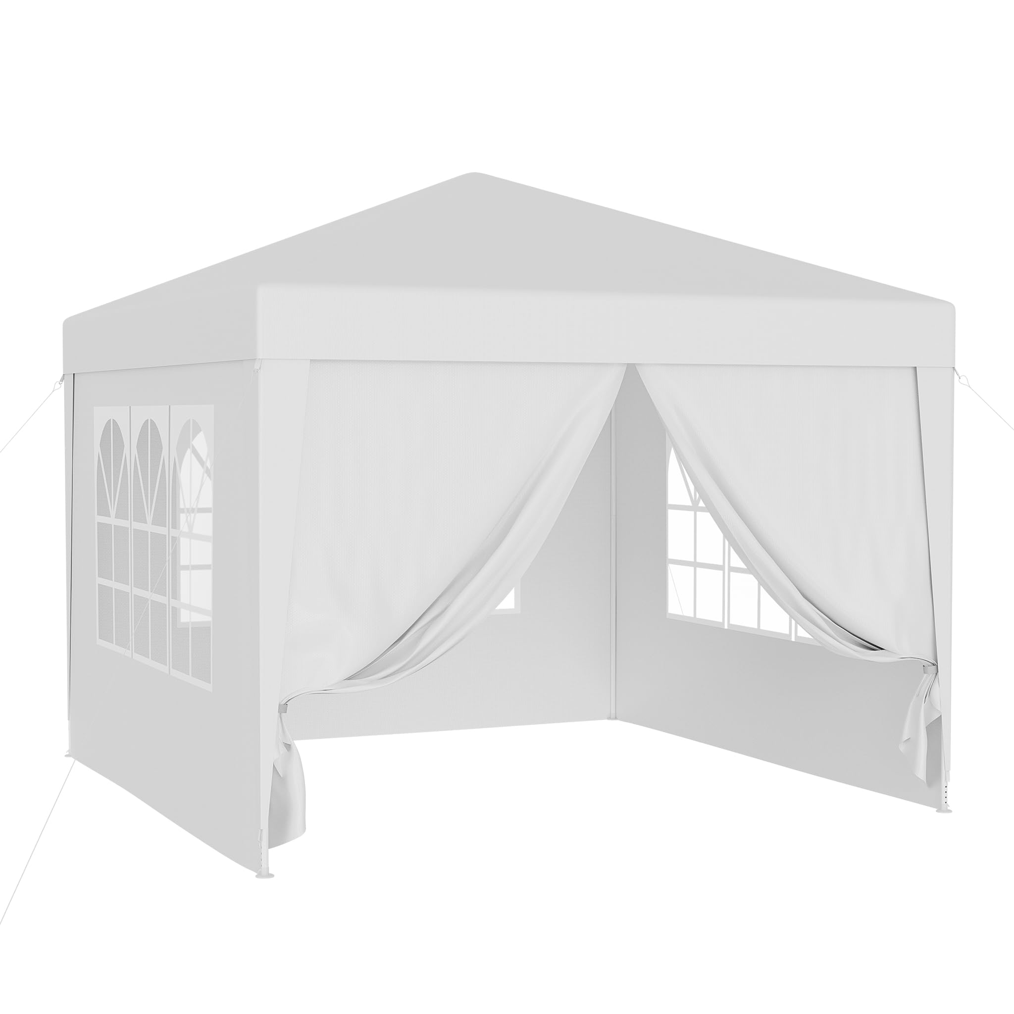 Wiltec Carpa de jardín 3 x 3 m Blanca con protección UV 50+, Gazebo con Laterales enrollables