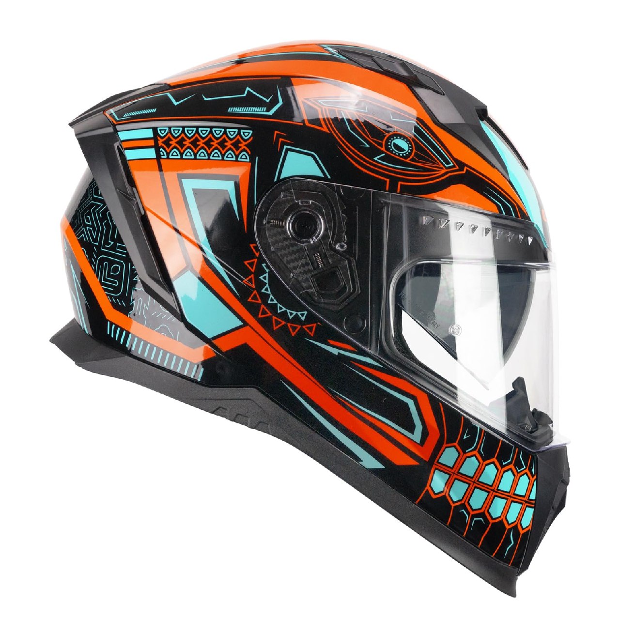 CGM Casco Integral, 311M Blast Maya Negro, Naranja y Azul, XS (53-54 cm)