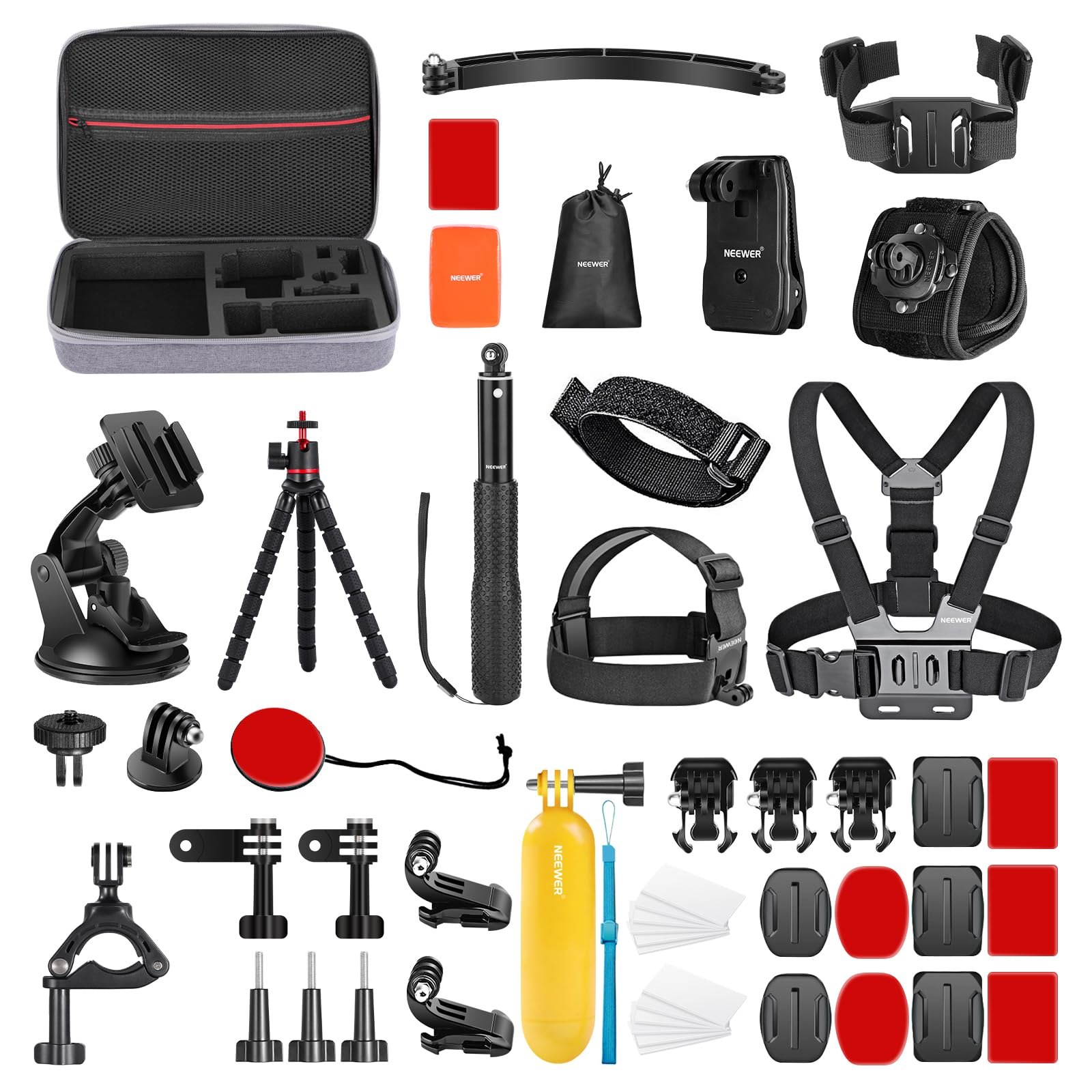 NEEWER 50 en 1 Kit de Accesorios para Cámara de Acción, GoPro Hero 12 Hero 11 Hero10 Hero 9 8 7