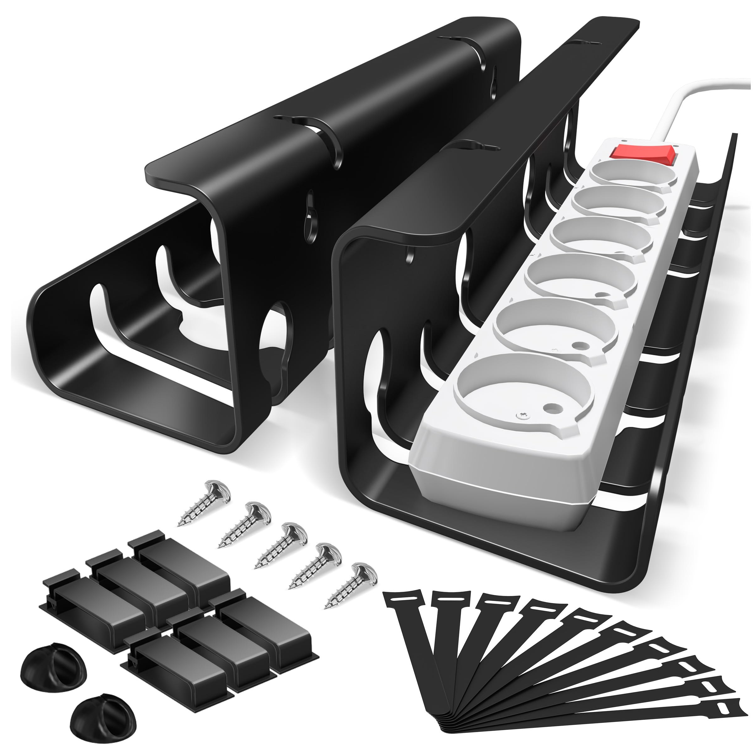 StowBin Bandeja Pasacables Escritorio, 2 Unidades de Metal Negro, Organizador de Cables Bajo Mesa