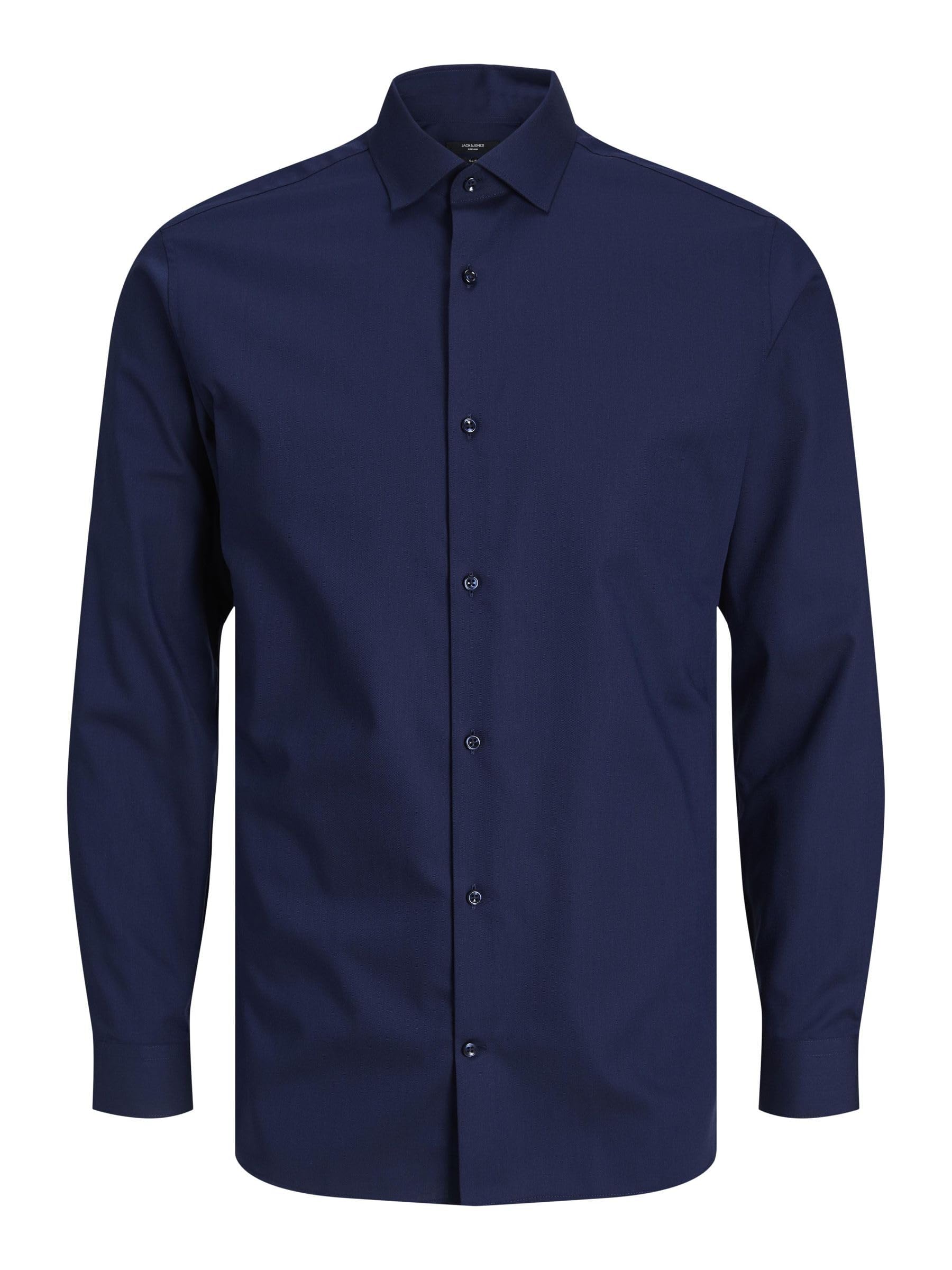 JACK & JONES Camisa para Hombre Jprblaparker L/S Noos, Azul Marino/Ajuste: Corte Ajustado, M