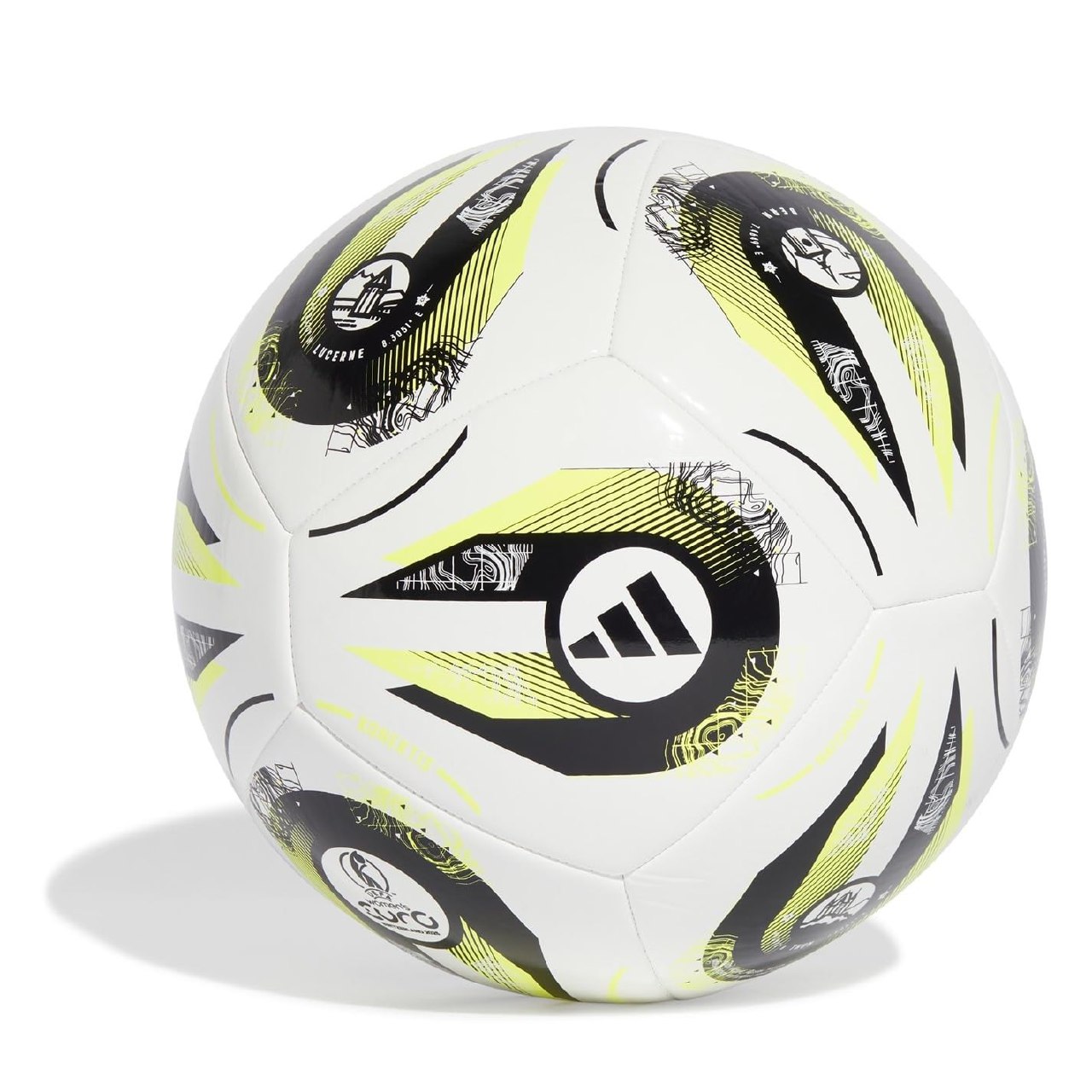 adidas Unisex Adulto Womens Euros 2025 Club Football, White/Black/Lucid Lemon, 5